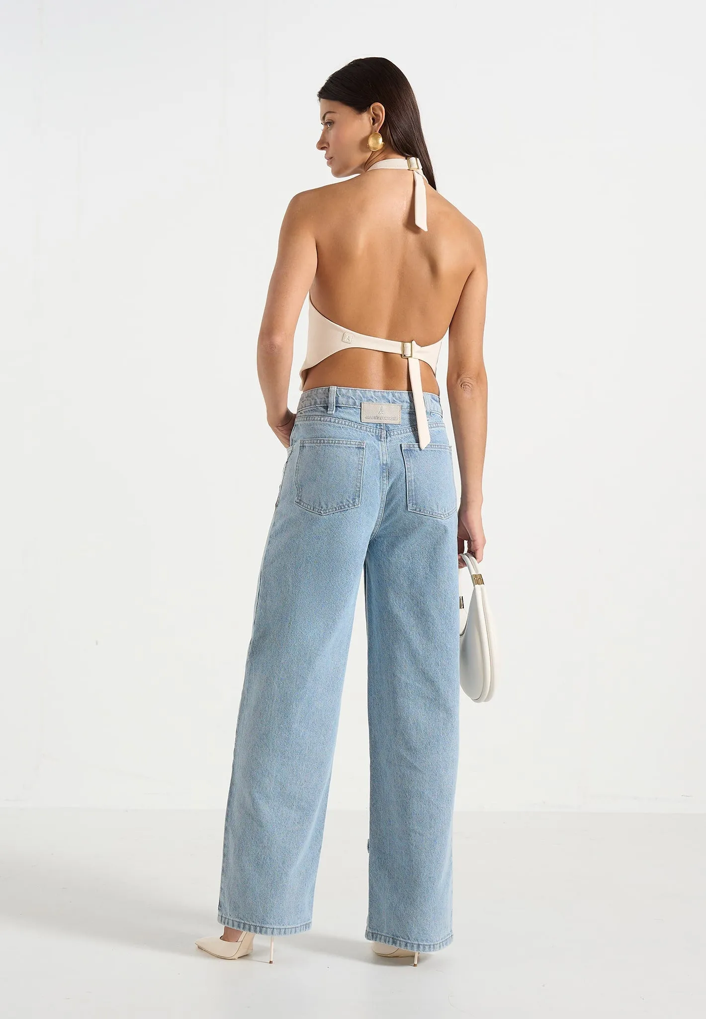 Claudette - Twill Halterneck Backless Top - Cream sold by Maniere De Voir product image thumbnail 5