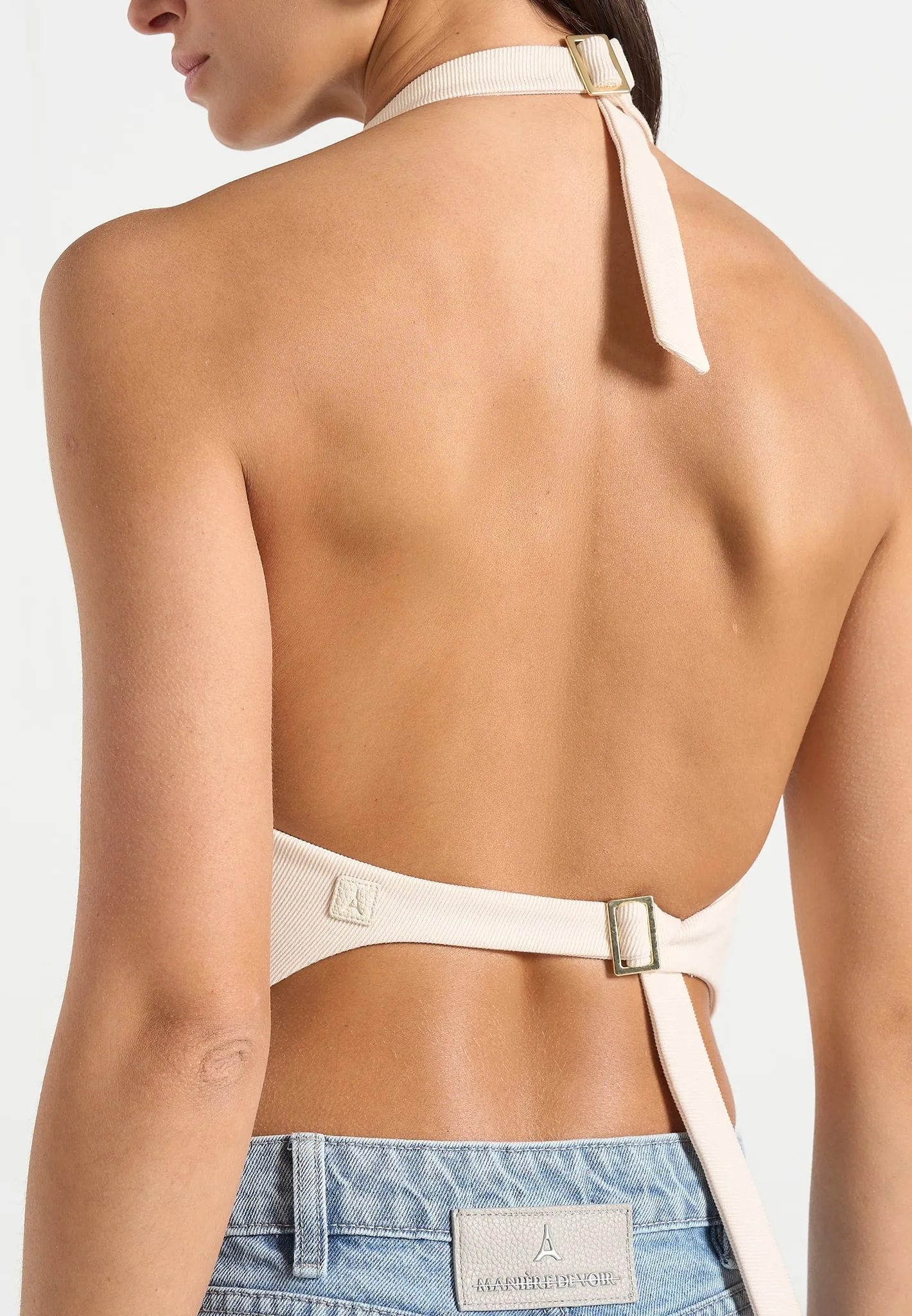 Claudette - Twill Halterneck Backless Top - Cream sold by Maniere De Voir product image thumbnail 3