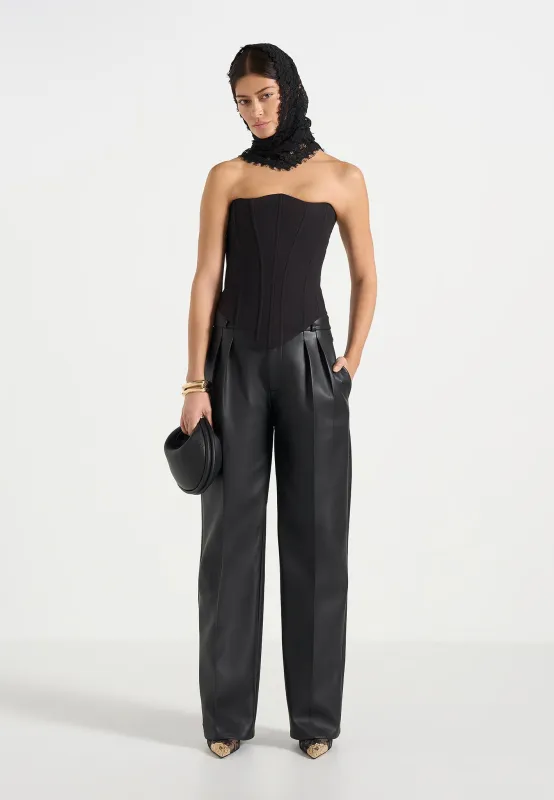 Scarlett - Tailored Lace Up Corset - Black sold by Maniere De Voir