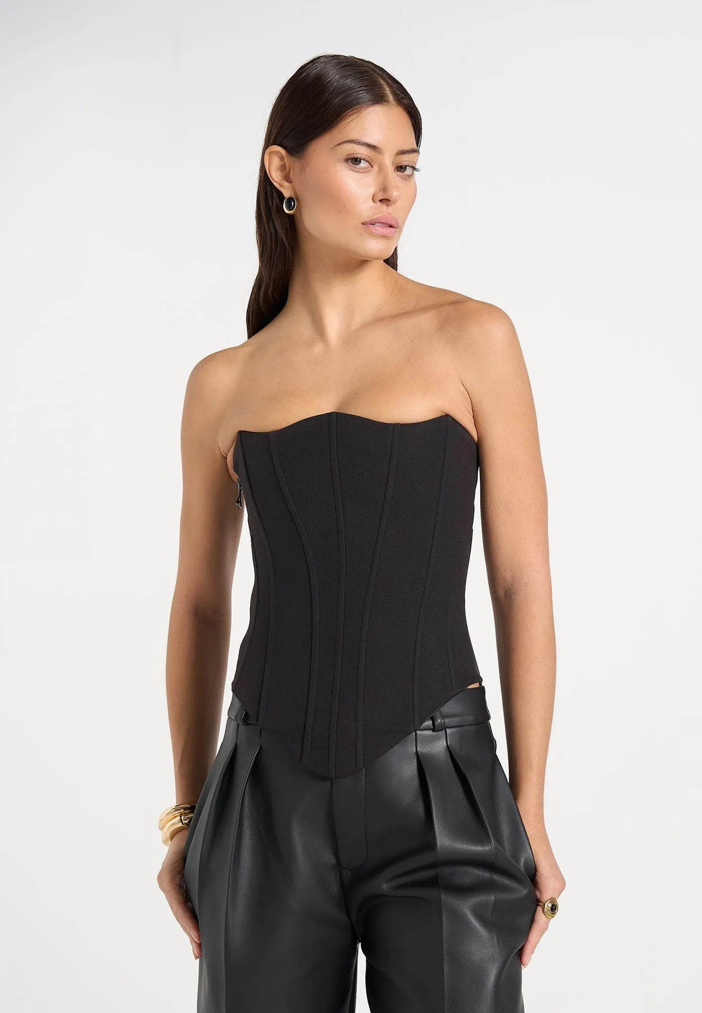 Scarlett - Tailored Lace Up Corset - Black sold by Maniere De Voir product image thumbnail 5