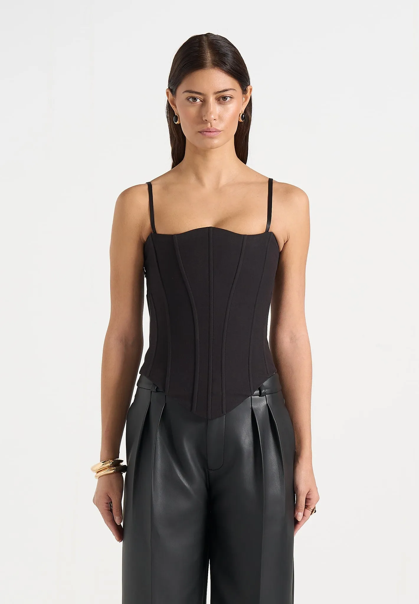 Scarlett - Tailored Lace Up Corset - Black sold by Maniere De Voir product image thumbnail 2