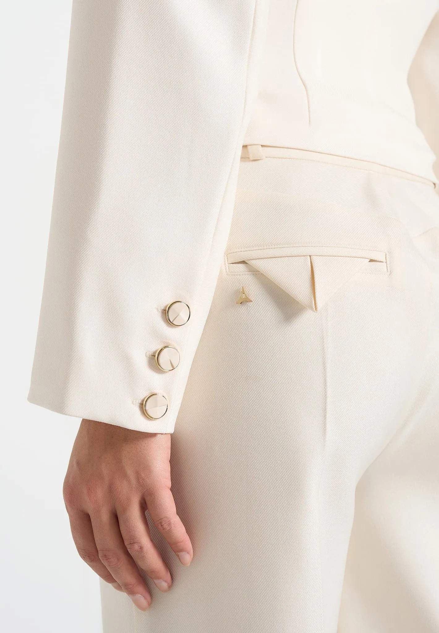 Prisca - Tailored Cropped Blazer - Cream sold by Maniere De Voir product image thumbnail 3