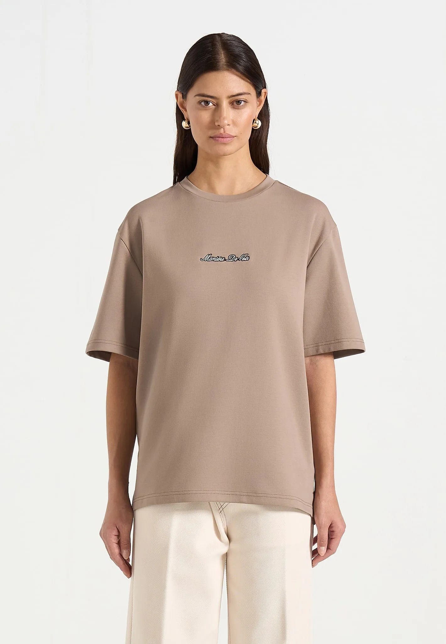 TS001 - Unisex Signature Relaxed Fit Cotton T-Shirt - Taupe sold by Maniere De Voir product image thumbnail 3