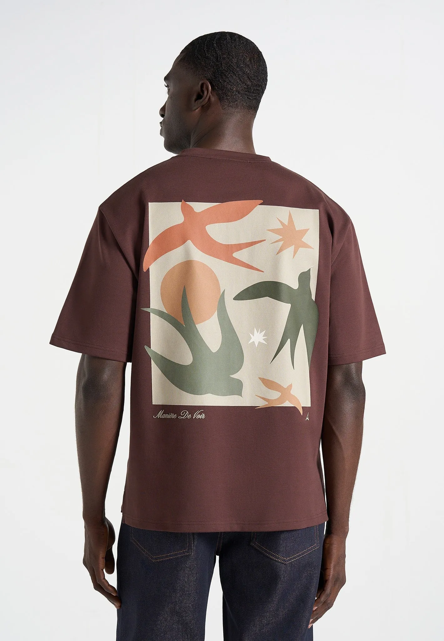 Thibault - Bird Detail Cotton T-Shirt - Brown sold by Maniere De Voir product image thumbnail 4