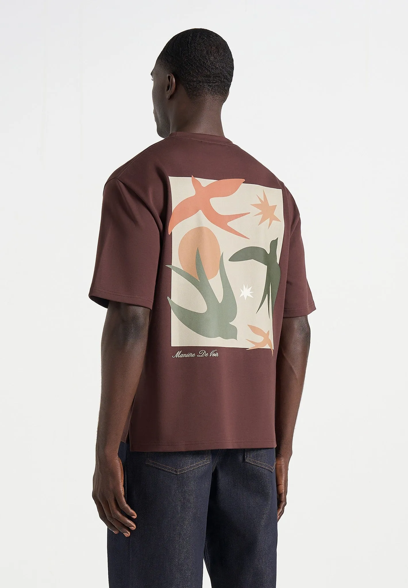 Thibault - Bird Detail Cotton T-Shirt - Brown sold by Maniere De Voir product image thumbnail 2