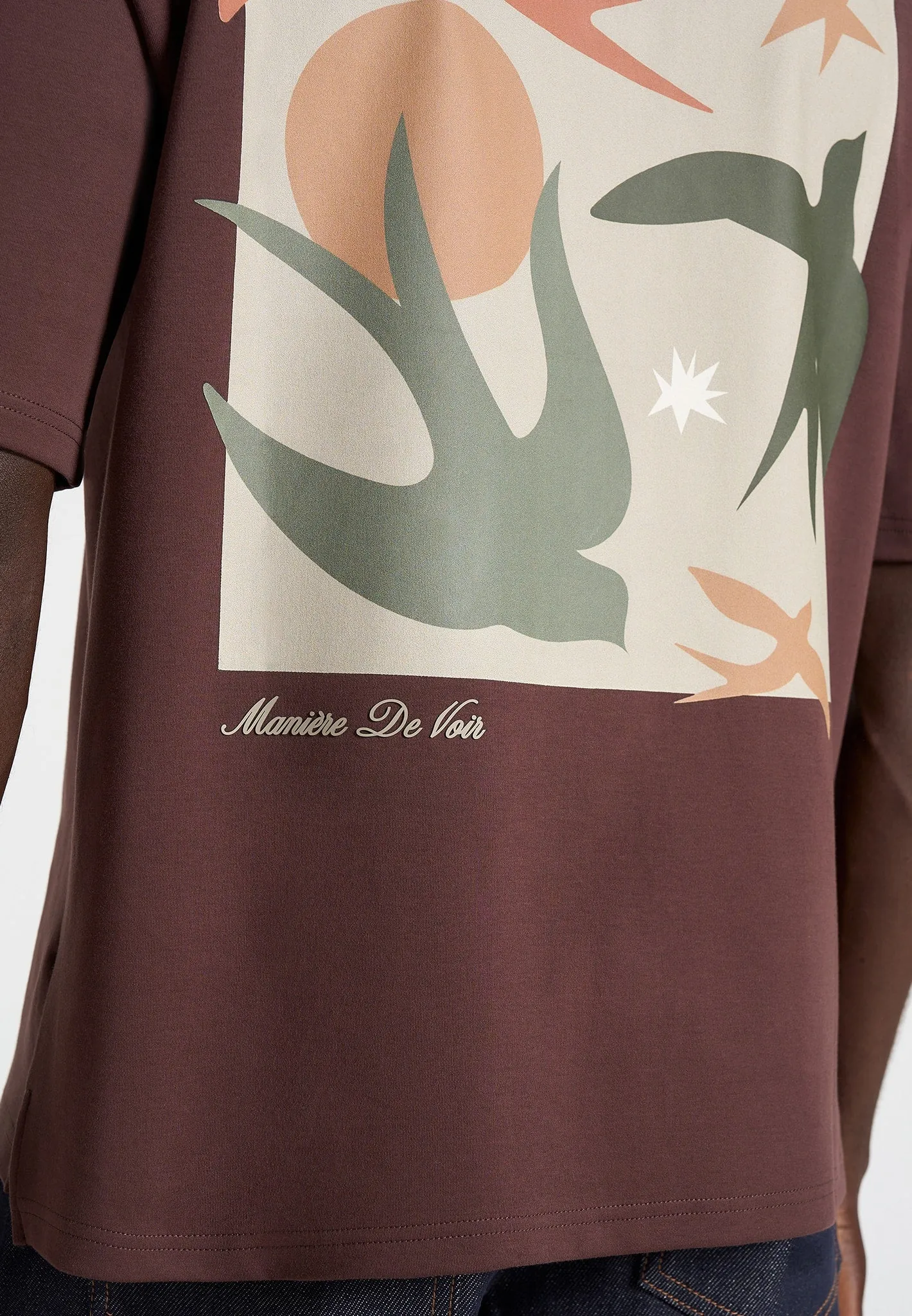 Thibault - Bird Detail Cotton T-Shirt - Brown sold by Maniere De Voir product image thumbnail 5