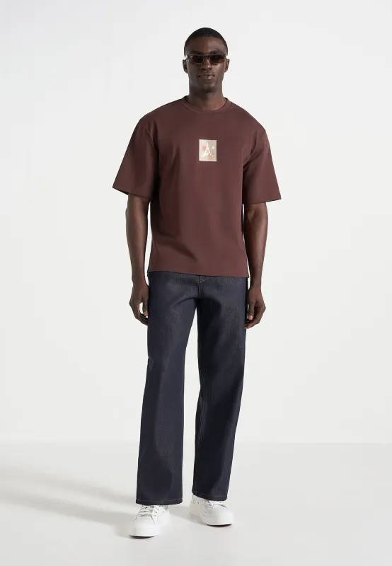 Thibault - Bird Detail Cotton T-Shirt - Brown sold by Maniere De Voir