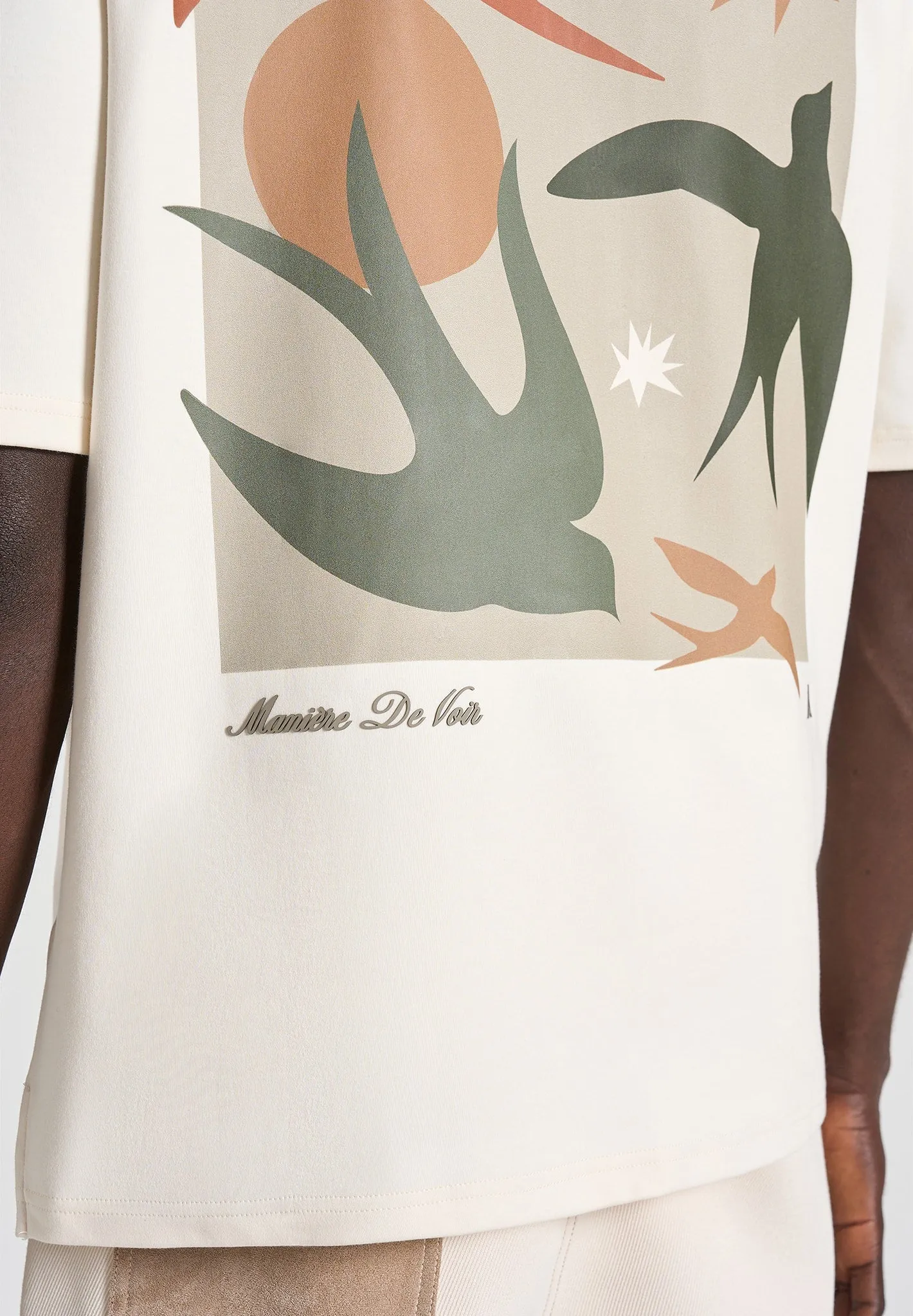 Thibault - Bird Detail Cotton T-Shirt - Cream sold by Maniere De Voir product image thumbnail 4