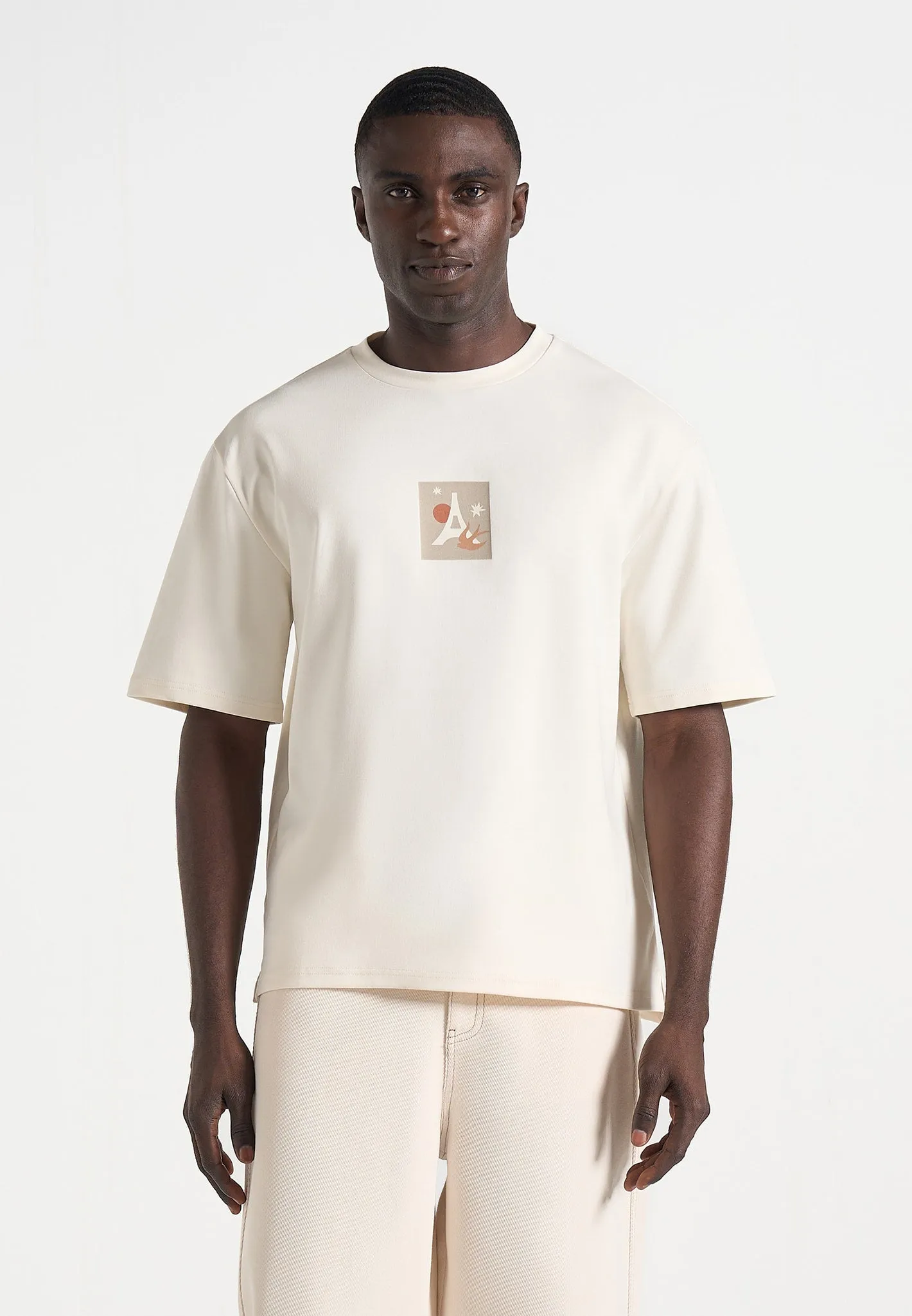 Thibault - Bird Detail Cotton T-Shirt - Cream sold by Maniere De Voir product image thumbnail 3