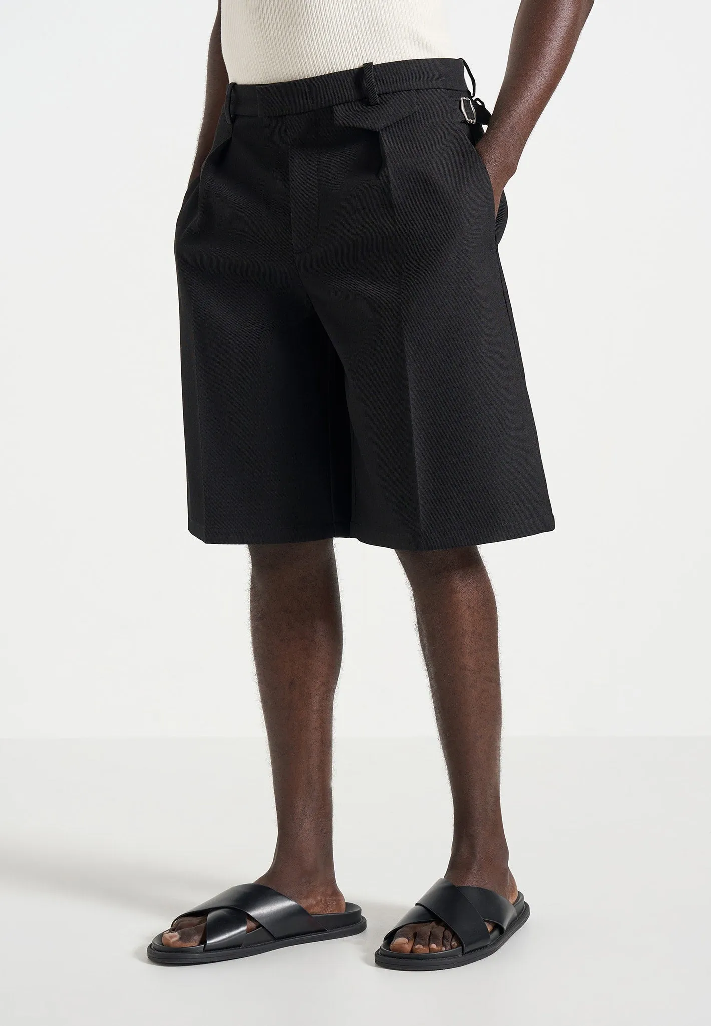 Auguste - Tailored Twill Bermuda Shorts - Black sold by Maniere De Voir product image thumbnail 4