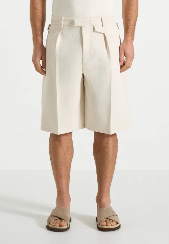 Auguste - Tailored Twill Bermuda Shorts - Cream made by Maniere De Voir