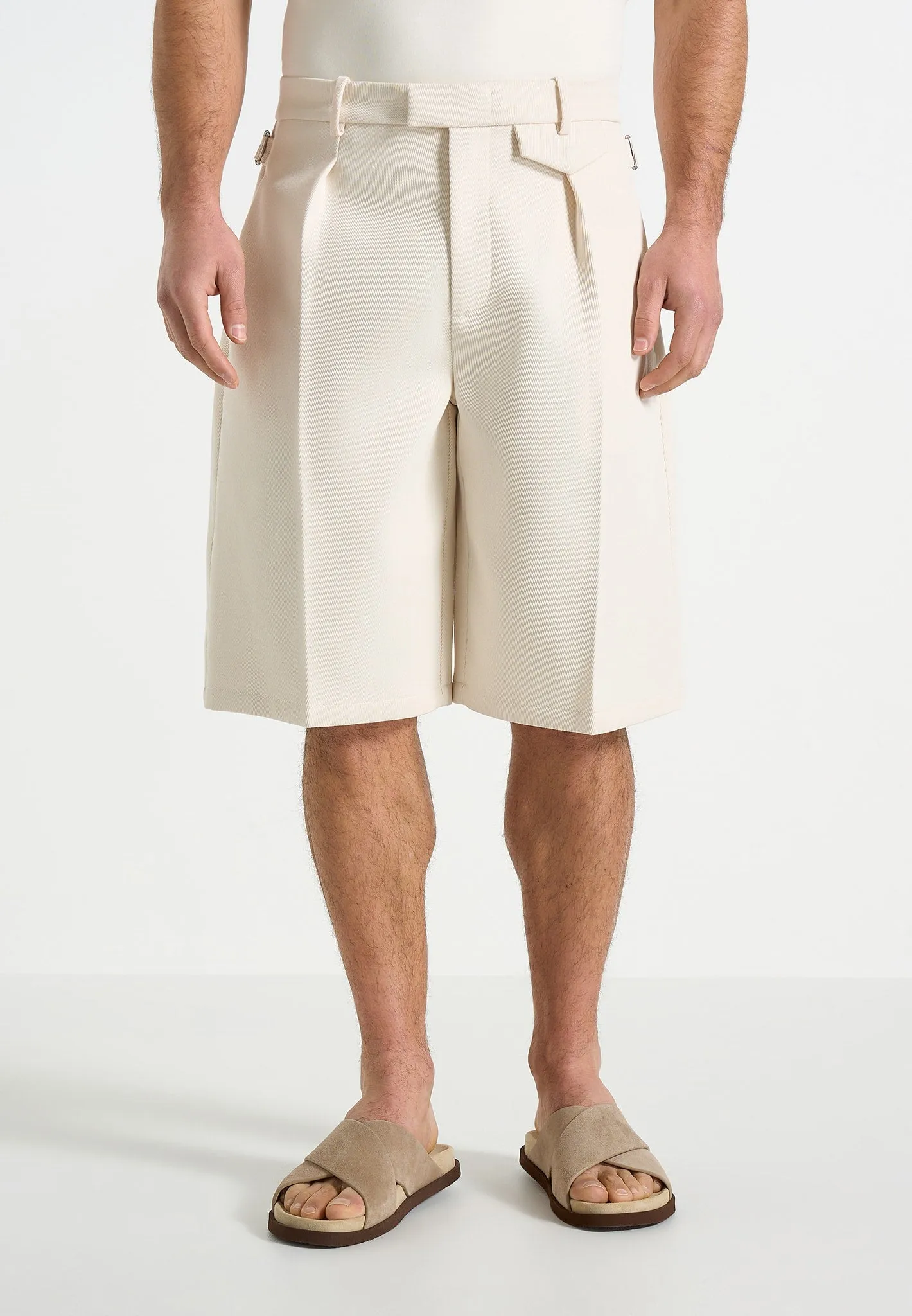 Auguste - Tailored Twill Bermuda Shorts - Cream sold by Maniere De Voir product image thumbnail 4