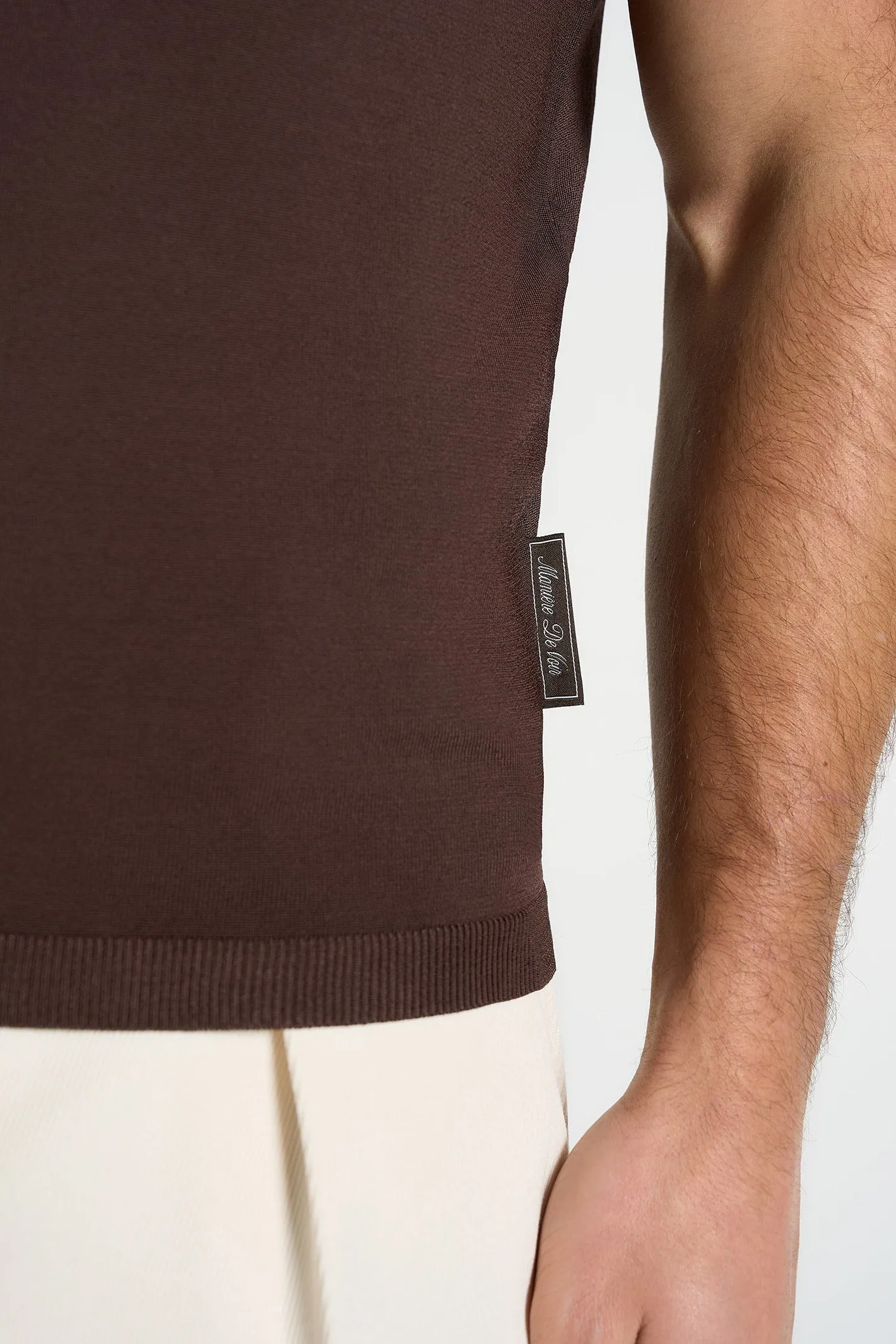 Bryn - Luxe Knitted Polo Top - Brown sold by Maniere De Voir product image thumbnail 5