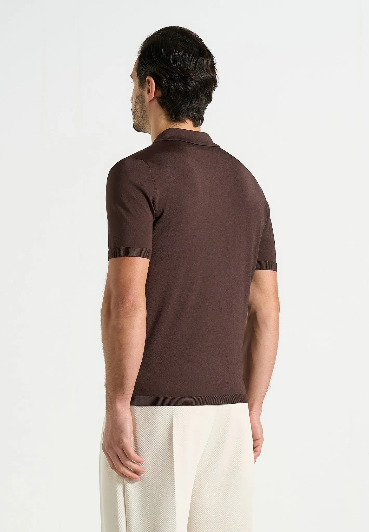 Bryn - Luxe Knitted Polo Top - Brown sold by Maniere De Voir product image thumbnail 3