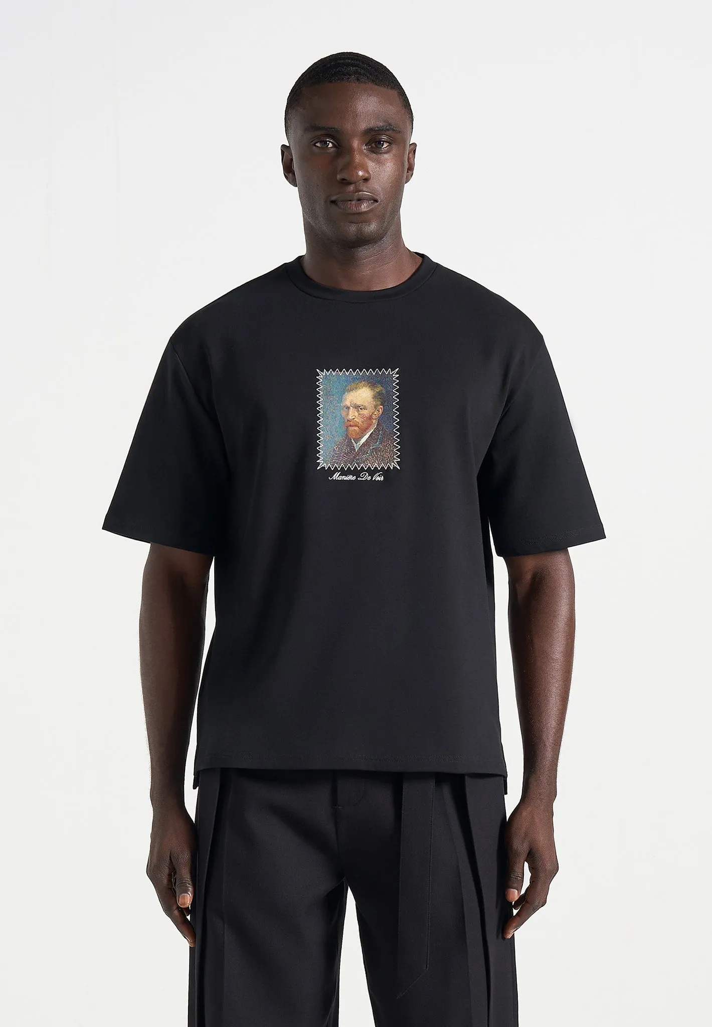 Anders - Cafe Terrace At Night Cotton T-Shirt - Black sold by Maniere De Voir product image thumbnail 3