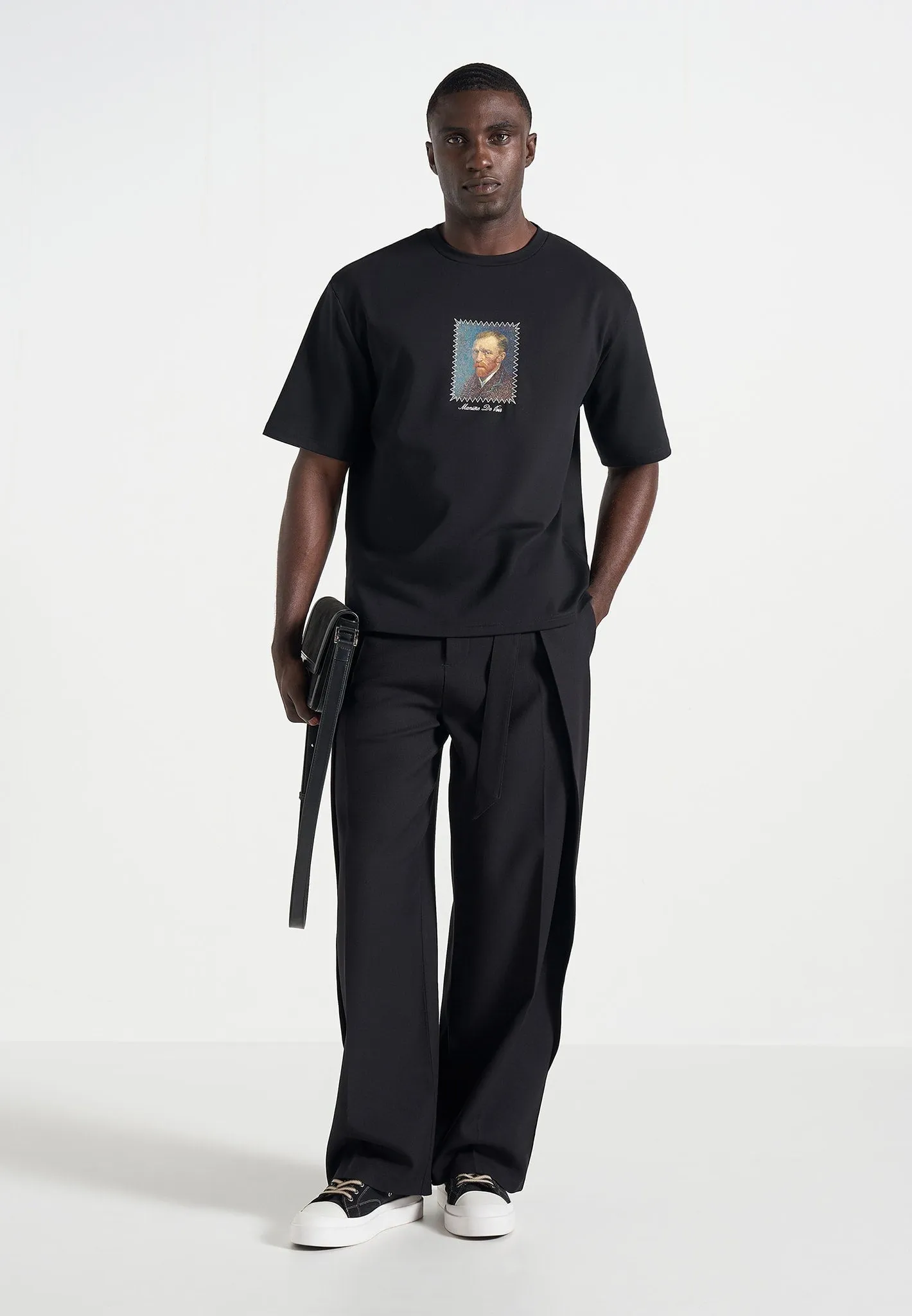 Anders - Cafe Terrace At Night Cotton T-Shirt - Black sold by Maniere De Voir