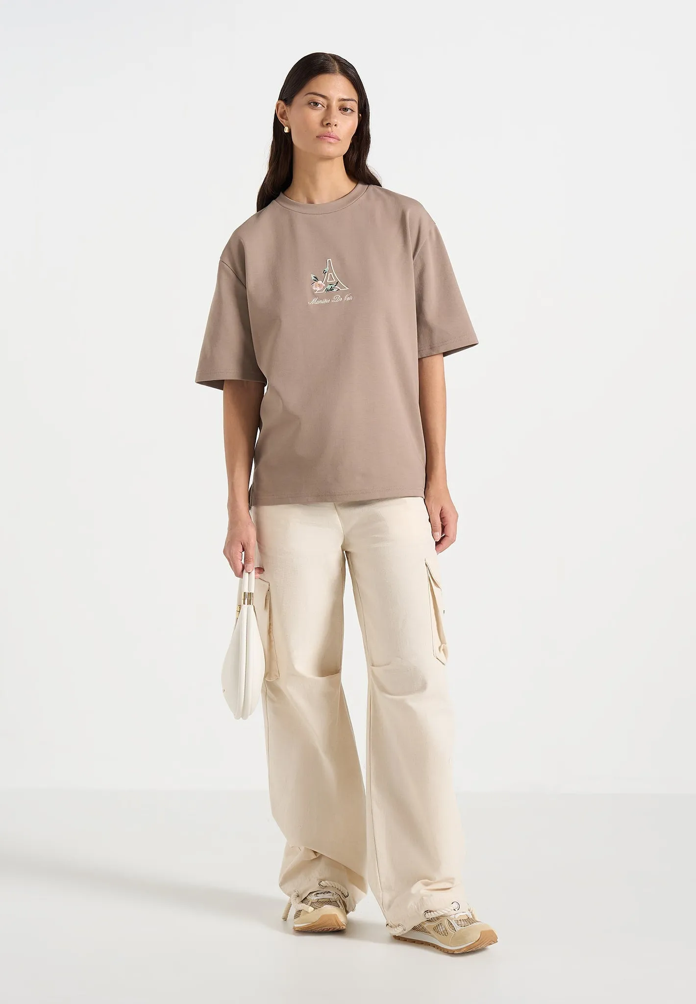 TS008 - Unisex Floral Eiffel Cotton T-Shirt - Taupe sold by Maniere De Voir
