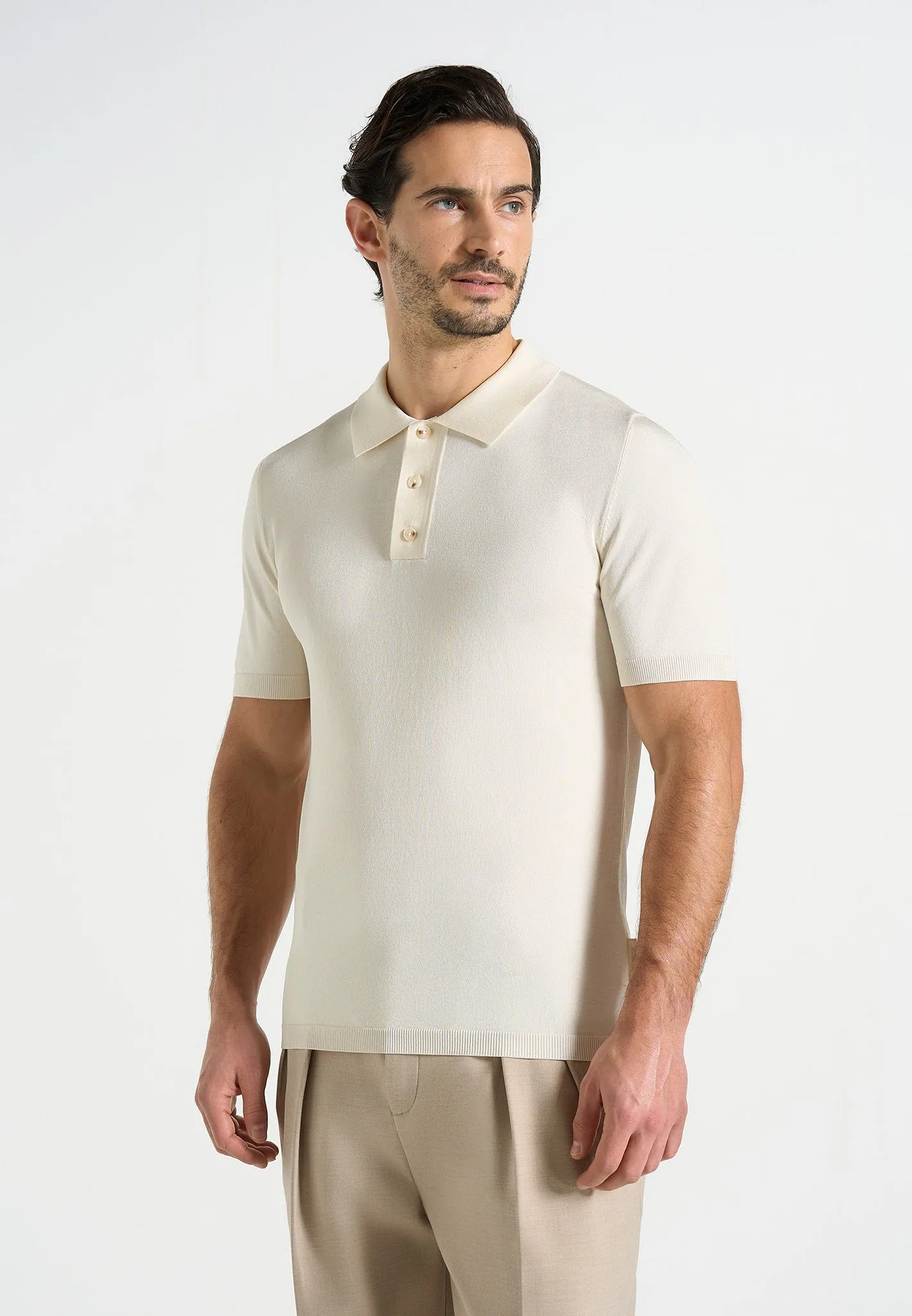 Bryn - Luxe Knitted Polo Top - Cream sold by Maniere De Voir product image thumbnail 4