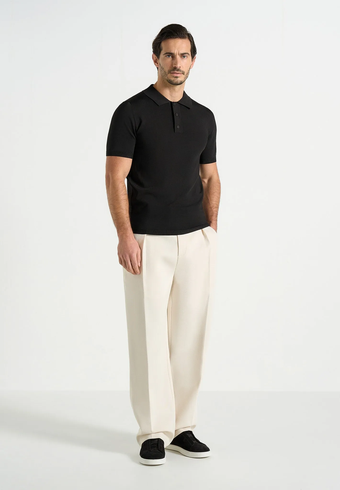 Bryn - Luxe Knitted Polo Top - Black sold by Maniere De Voir product image thumbnail 4