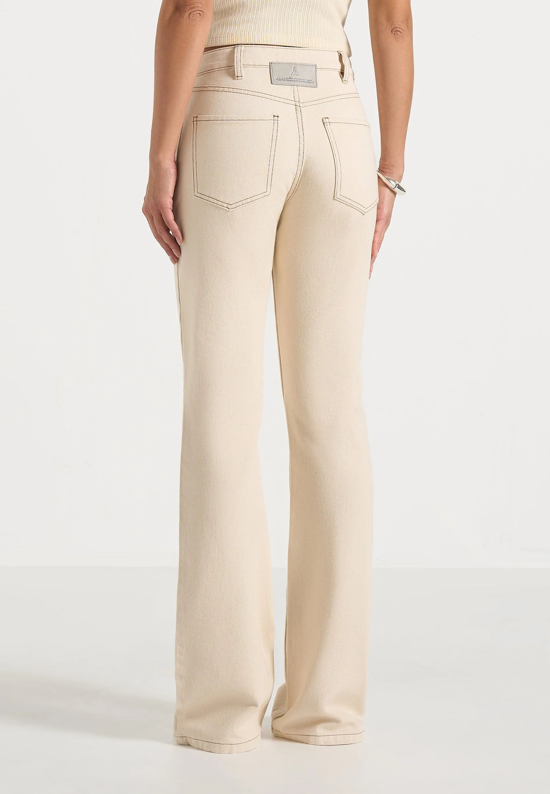 Abbie - Stacked Fit And Flare Jeans - Cream sold by Maniere De Voir product image thumbnail 5