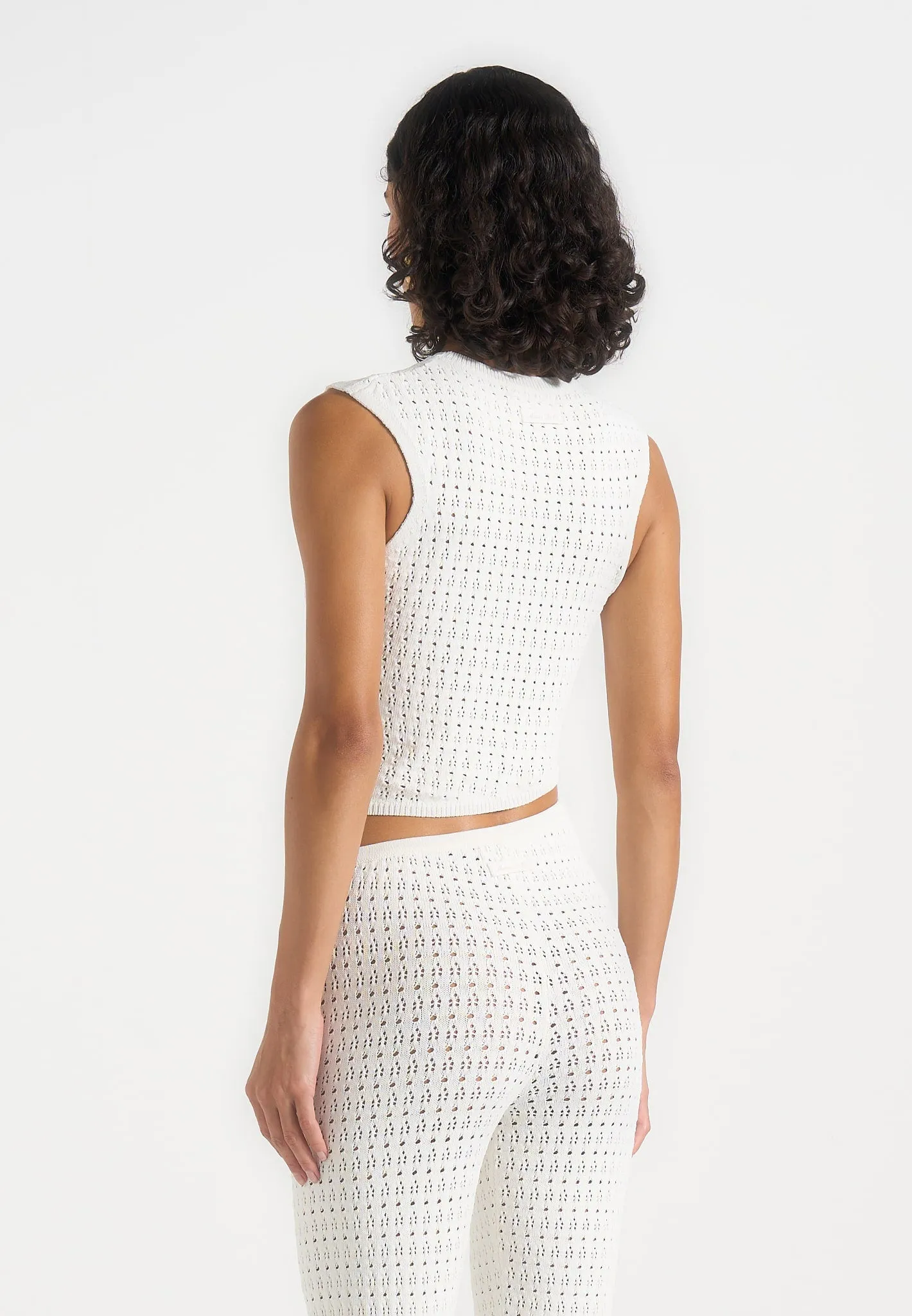 Eugenie - Pointelle Asymmetric Top - Cream sold by Maniere De Voir product image thumbnail 3