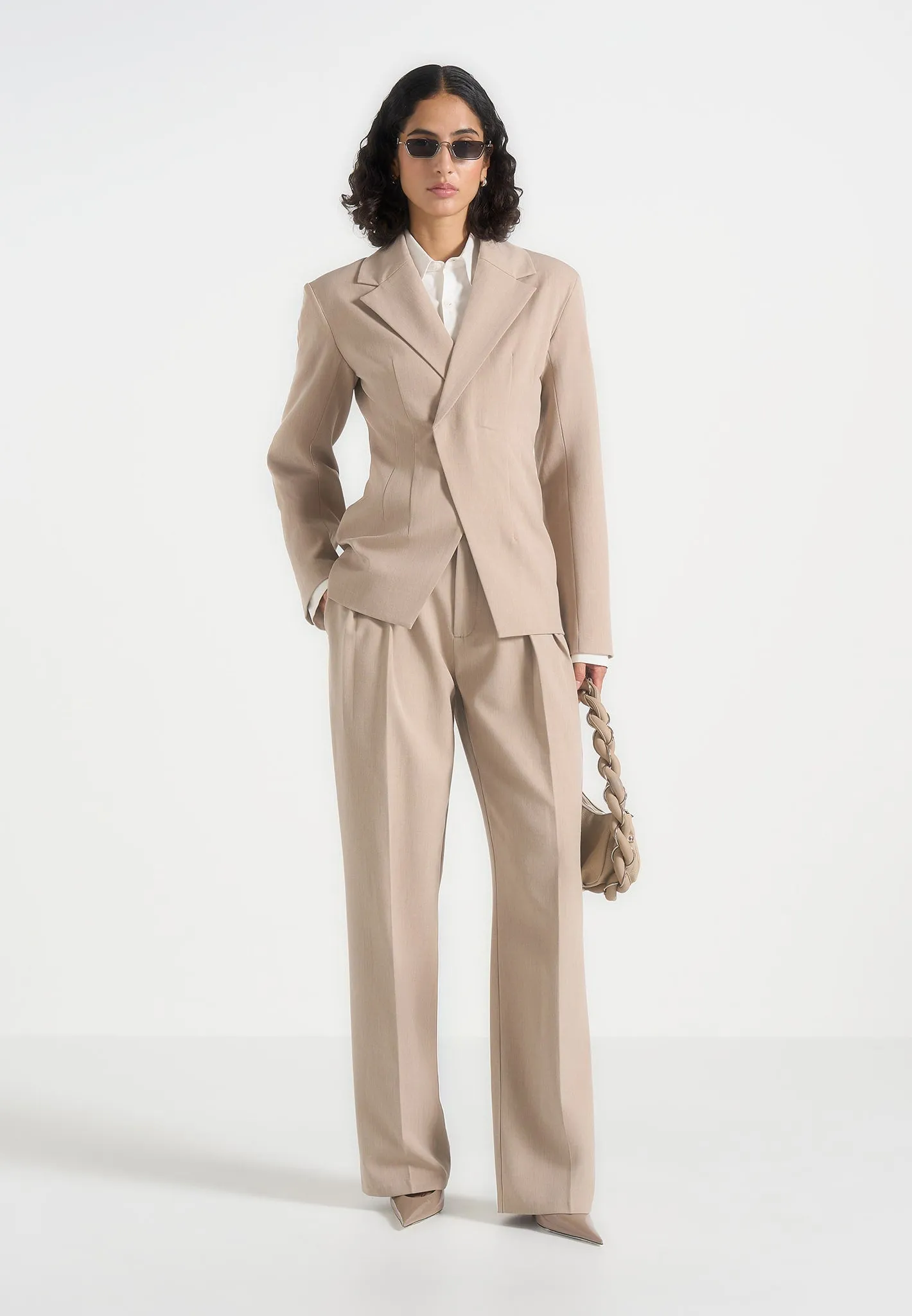 Beatrice - Tailored Cinched Blazer - Beige sold by Maniere De Voir product image thumbnail 2