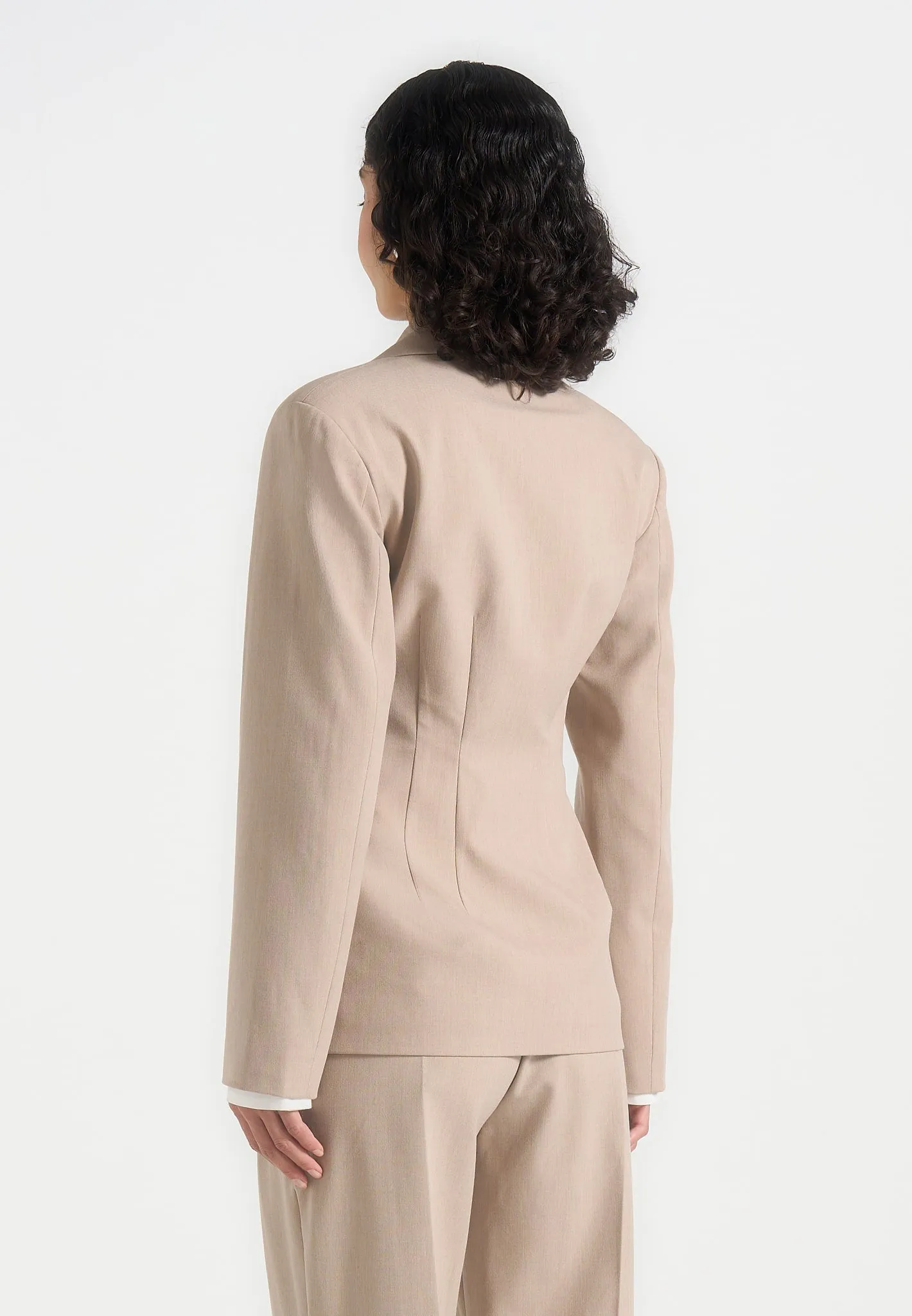 Beatrice - Tailored Cinched Blazer - Beige sold by Maniere De Voir product image thumbnail 3