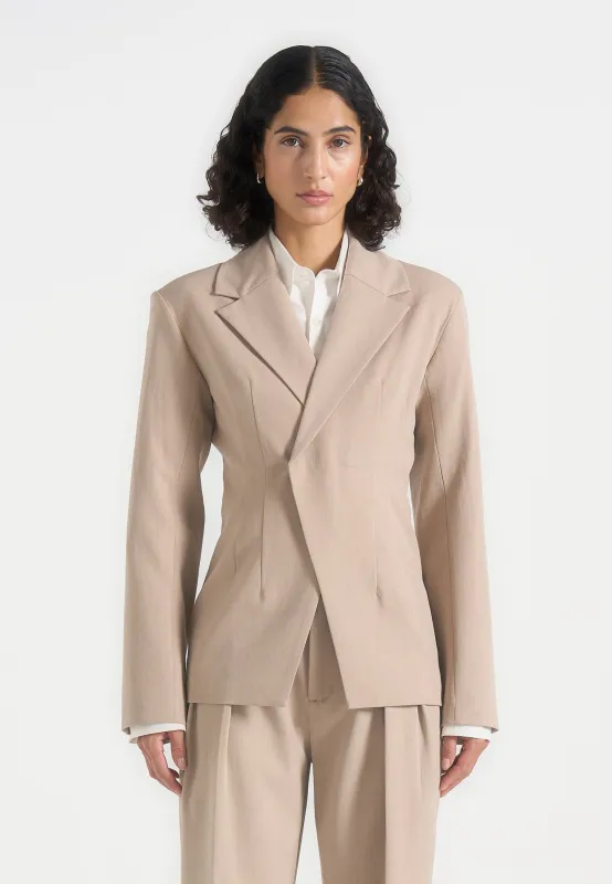 Beatrice - Tailored Cinched Blazer - Beige made by Maniere De Voir