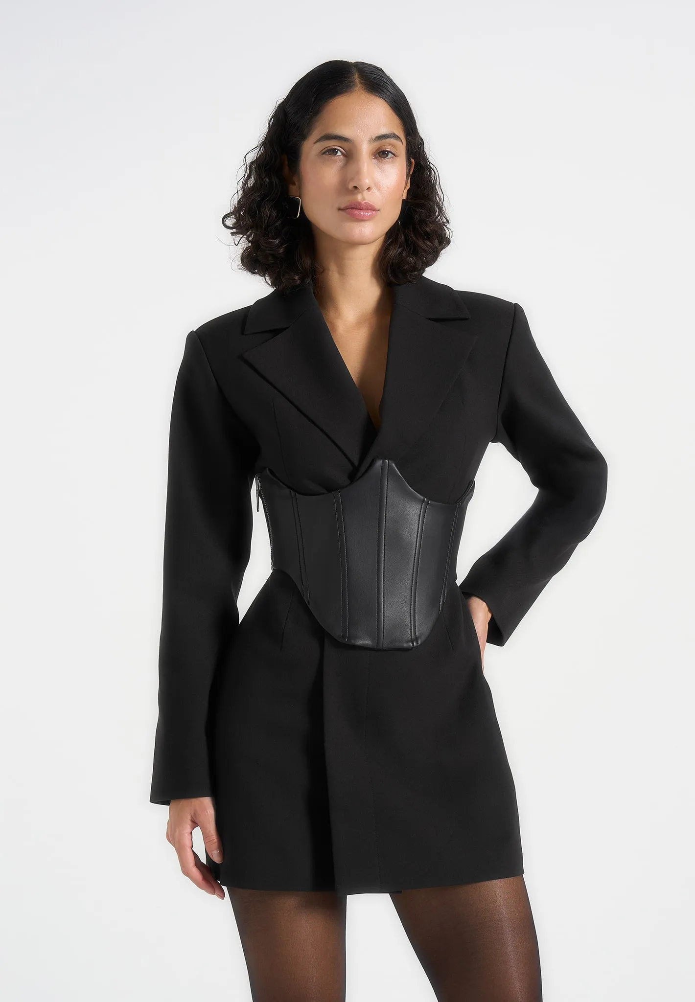 Lacey - Tailored Blazer Dress With Reversible Corset - Black sold by Maniere De Voir product image thumbnail 5