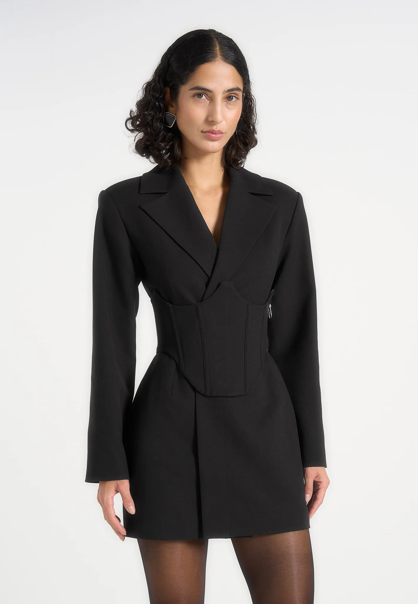 Lacey - Tailored Blazer Dress With Reversible Corset - Black sold by Maniere De Voir product image thumbnail 2