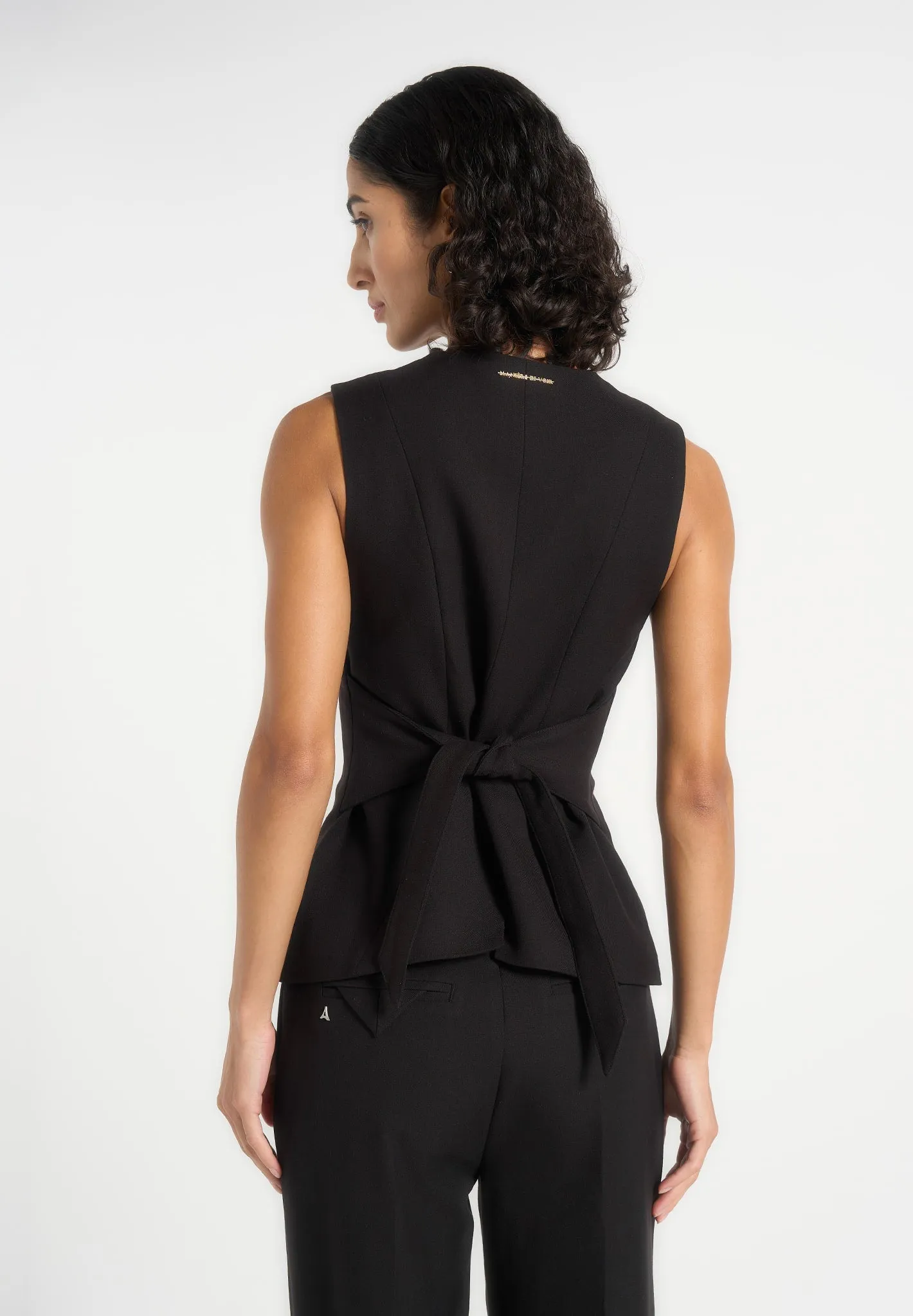 Maisie - Tailored Crew Neck Cinch Waistcoat - Black sold by Maniere De Voir product image thumbnail 4