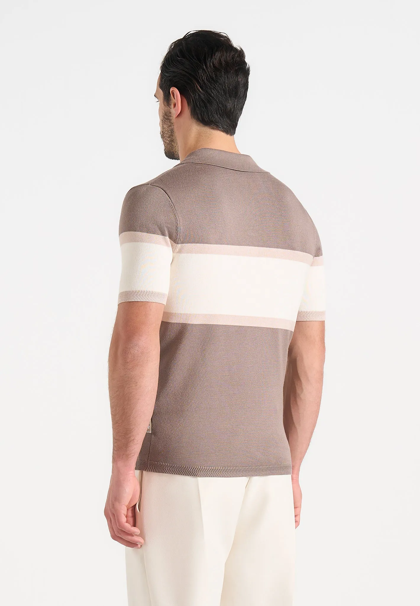 Enzo - Colour Block Polo Top - Mushroom sold by Maniere De Voir product image thumbnail 3