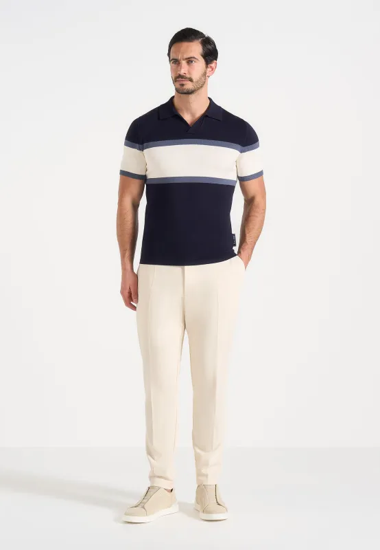 Enzo - Colour Block Polo Top - Navy made by Maniere De Voir