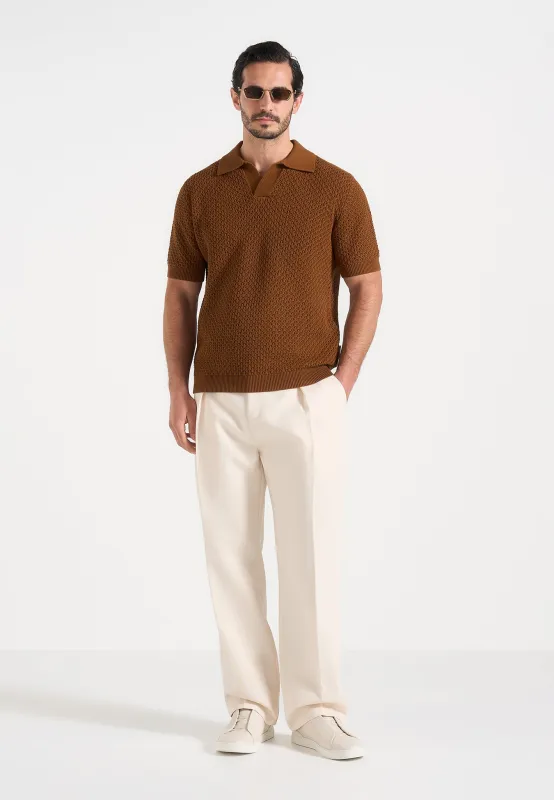 Conrad - Open Knit Polo Shirt - Fawn made by Maniere De Voir