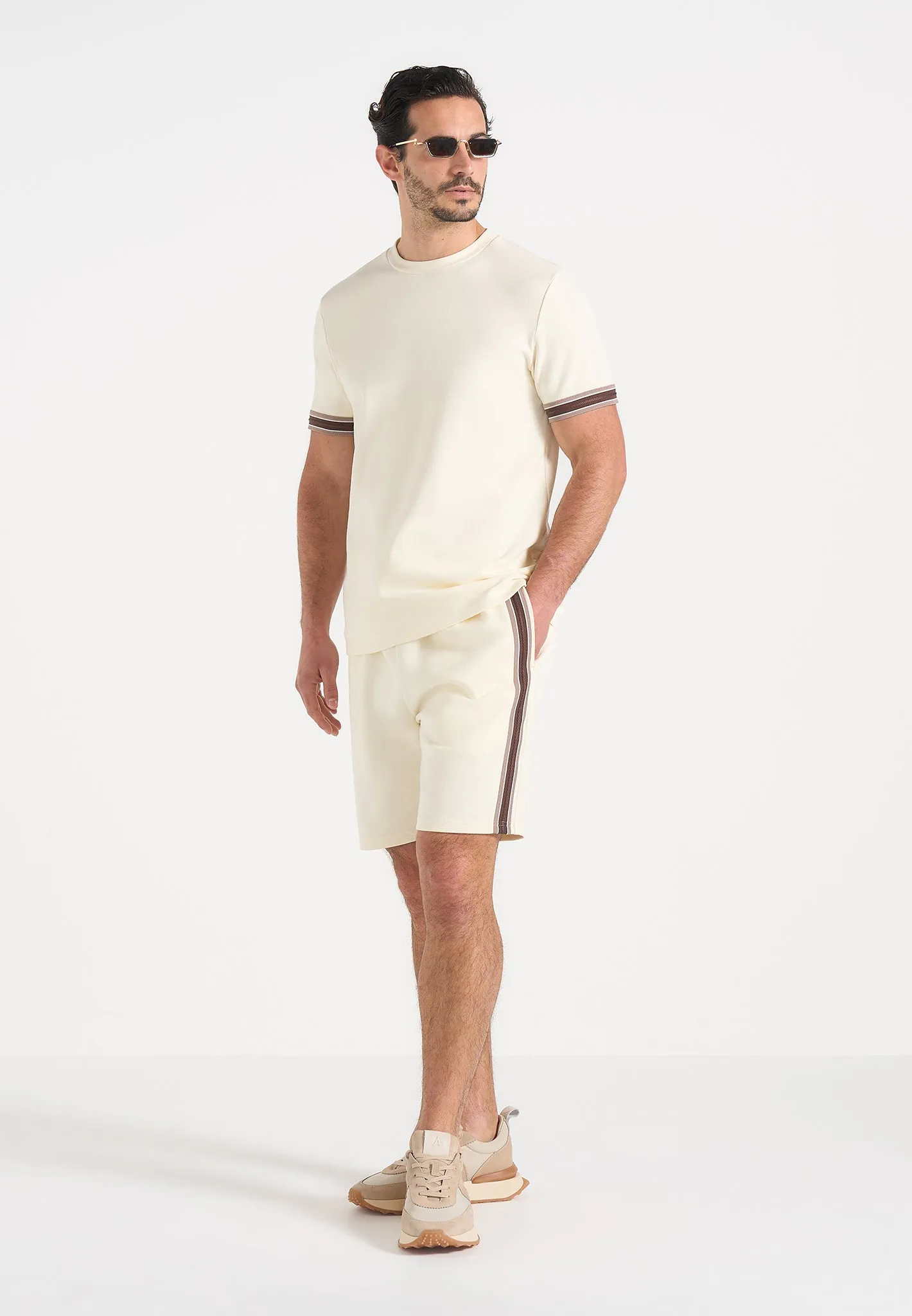 Taylor - Taped Cotton Shorts - Cream sold by Maniere De Voir product image thumbnail 2