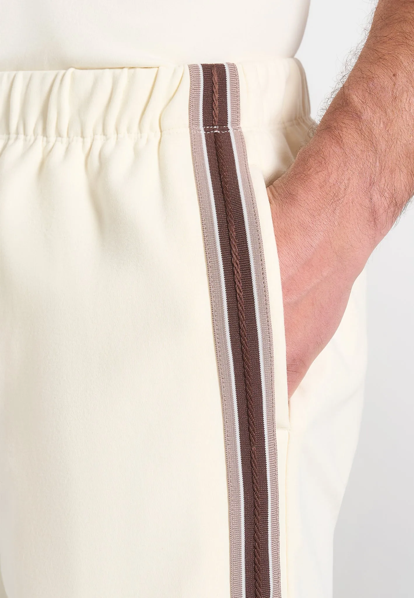 Taylor - Taped Cotton Shorts - Cream sold by Maniere De Voir product image thumbnail 4