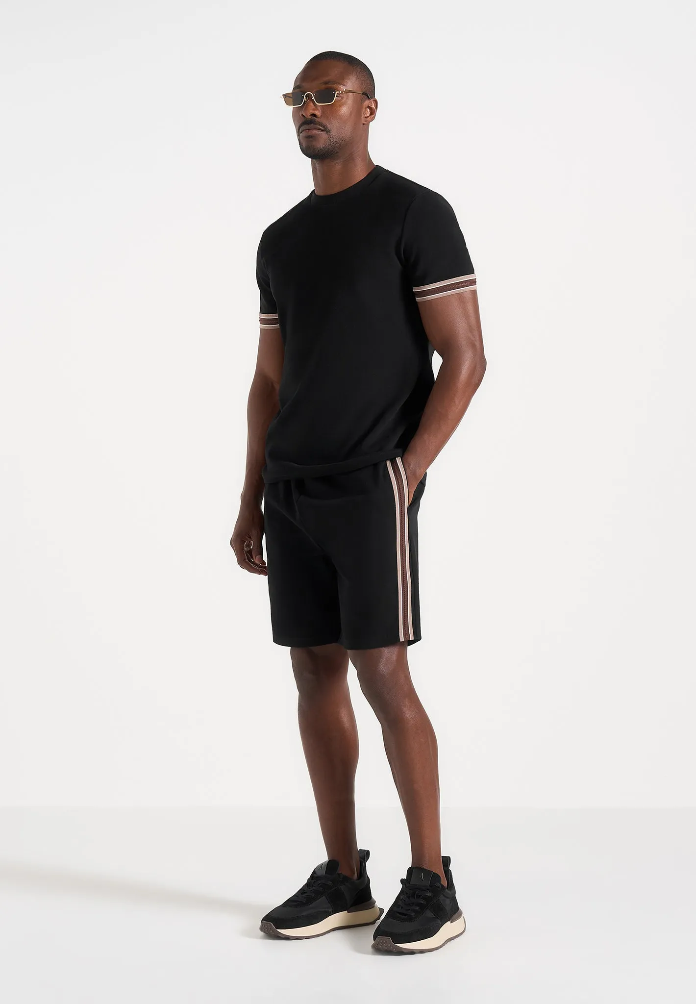 Taylor - Taped Cotton Shorts - Black sold by Maniere De Voir product image thumbnail 2