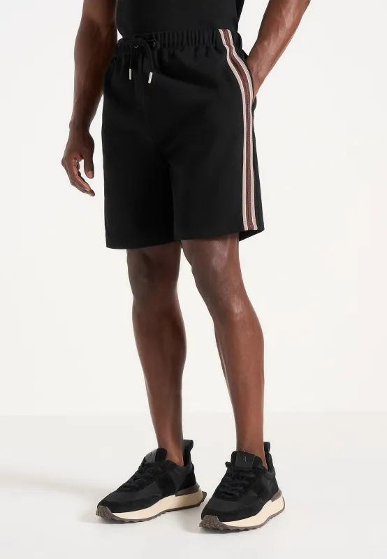 Taylor - Taped Cotton Shorts - Black made by Maniere De Voir