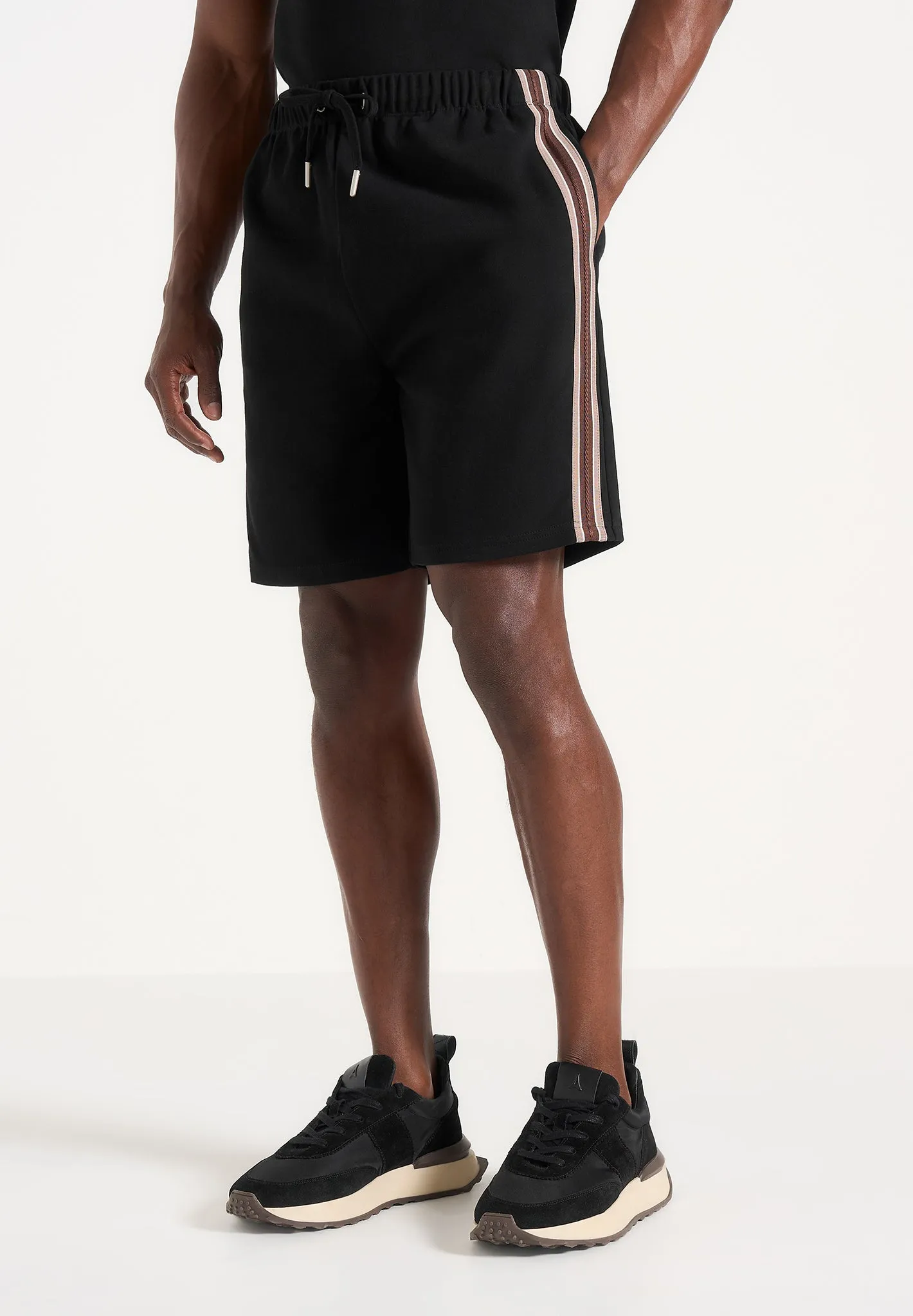 Taylor - Taped Cotton Shorts - Black sold by Maniere De Voir