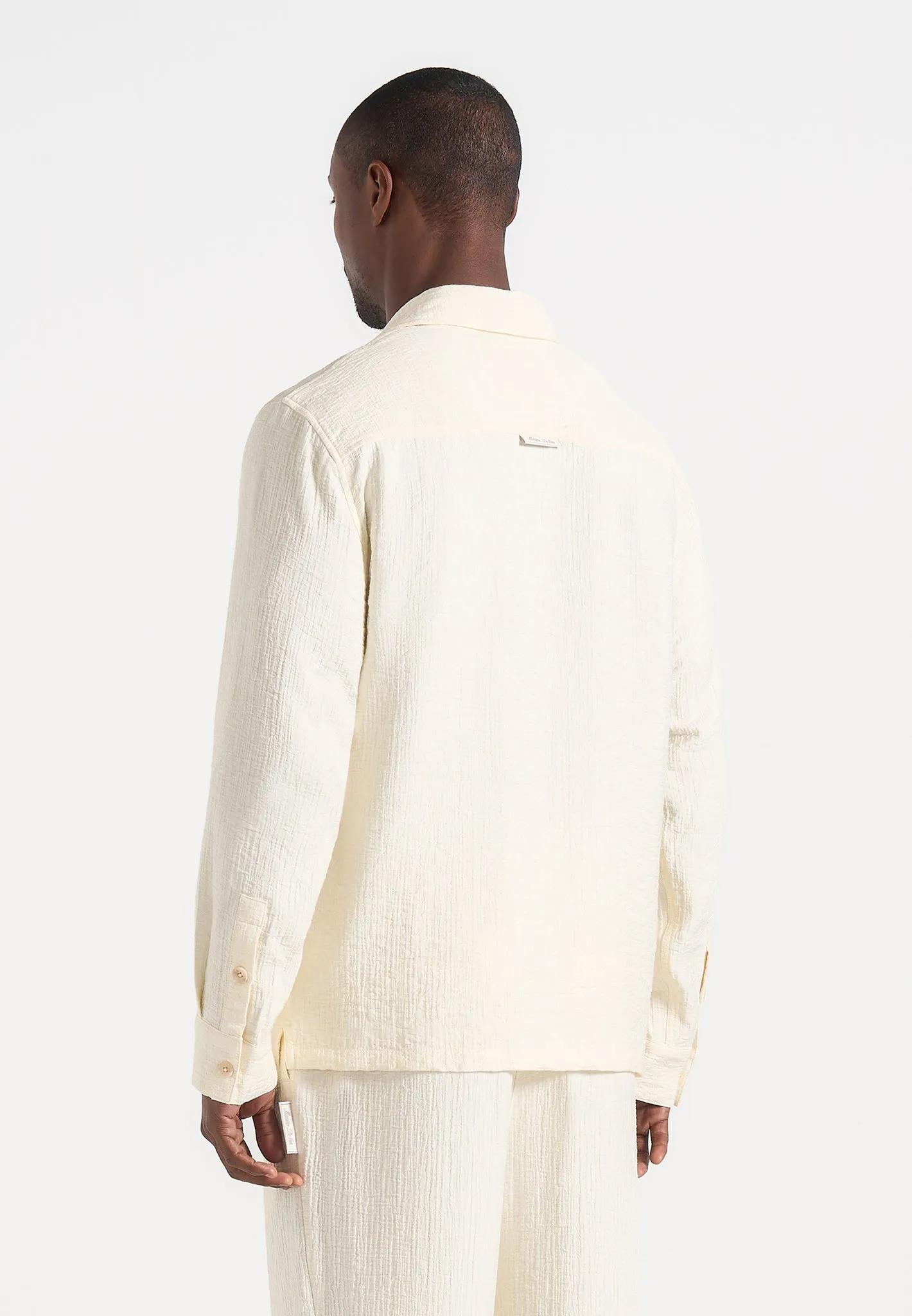 Bailey - Unisex Textured Long Sleeve Shirt - Cream sold by Maniere De Voir product image thumbnail 5