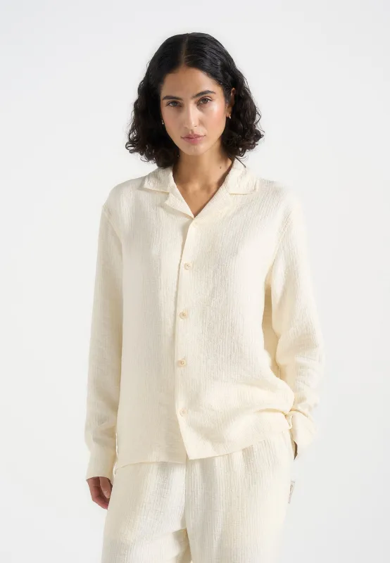Bailey - Unisex Textured Long Sleeve Shirt - Cream made by Maniere De Voir