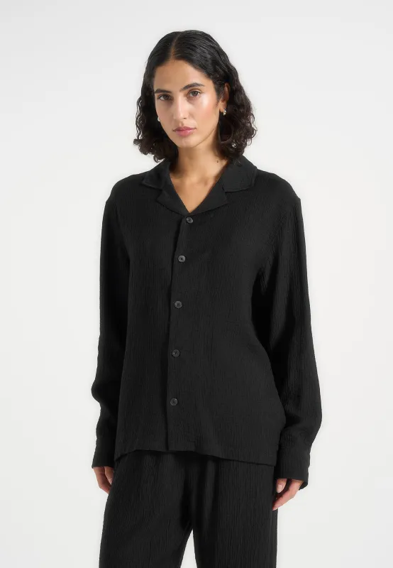 Bailey - Unisex Textured Long Sleeve Shirt - Black made by Maniere De Voir
