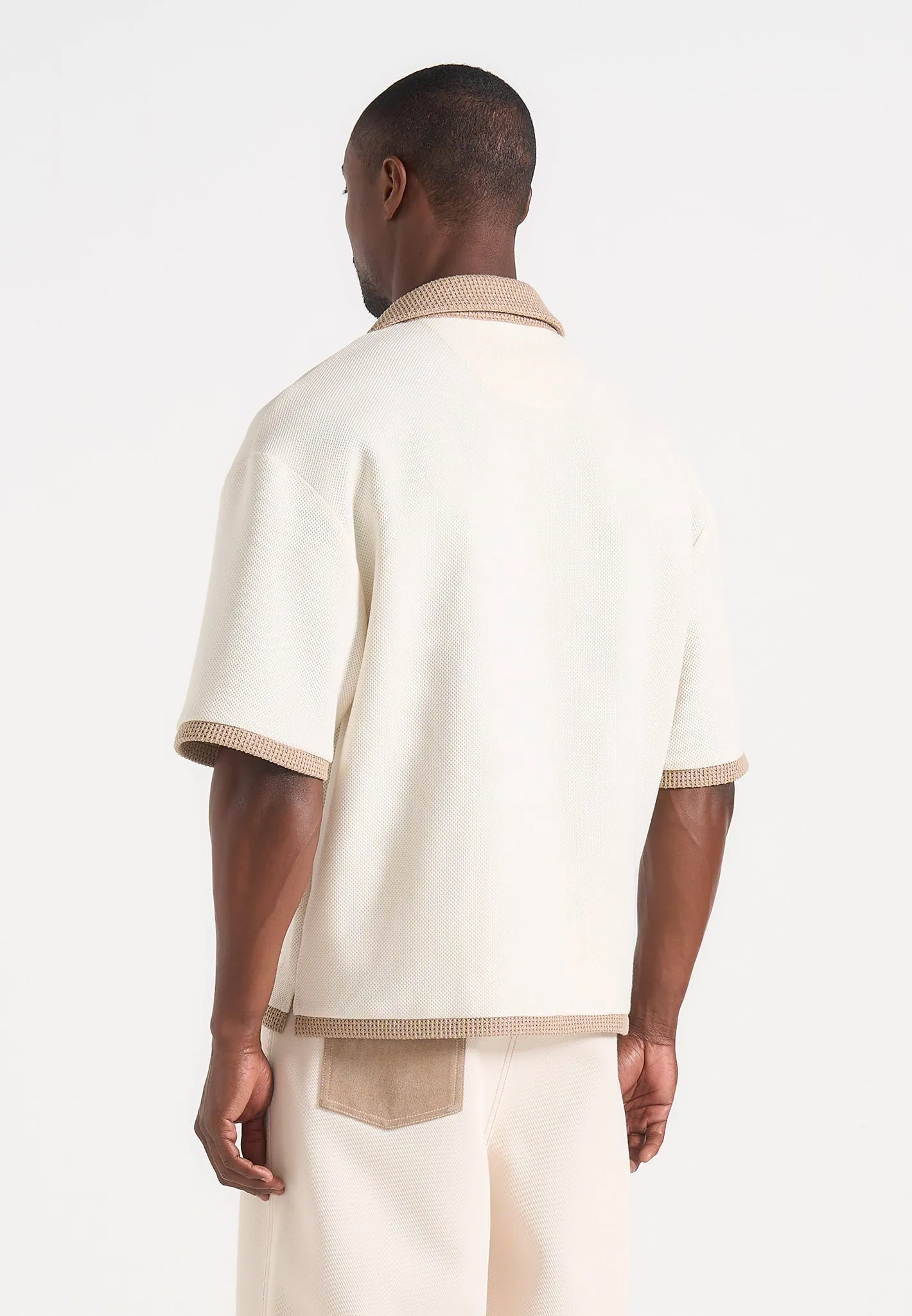 Brice - Boxy Crochet Detail Polo Shirt - Cream sold by Maniere De Voir product image thumbnail 3