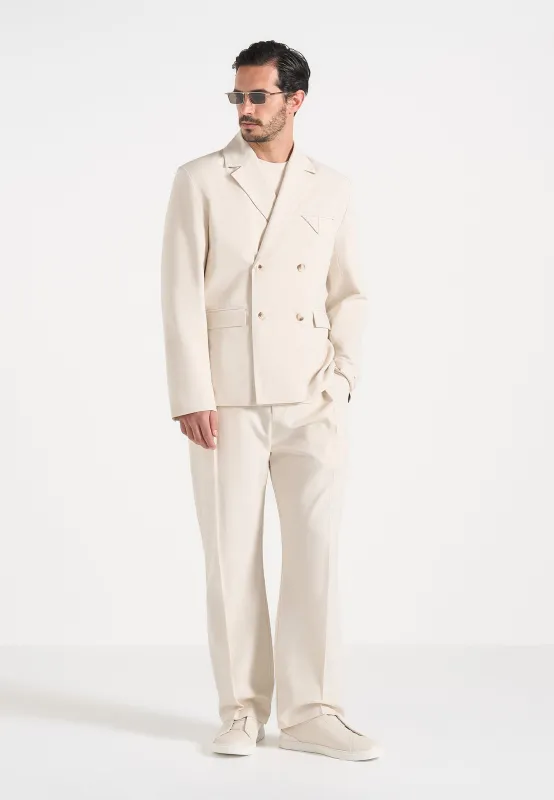 Didier - Double Breasted Linen Jacket - Natural made by Maniere De Voir