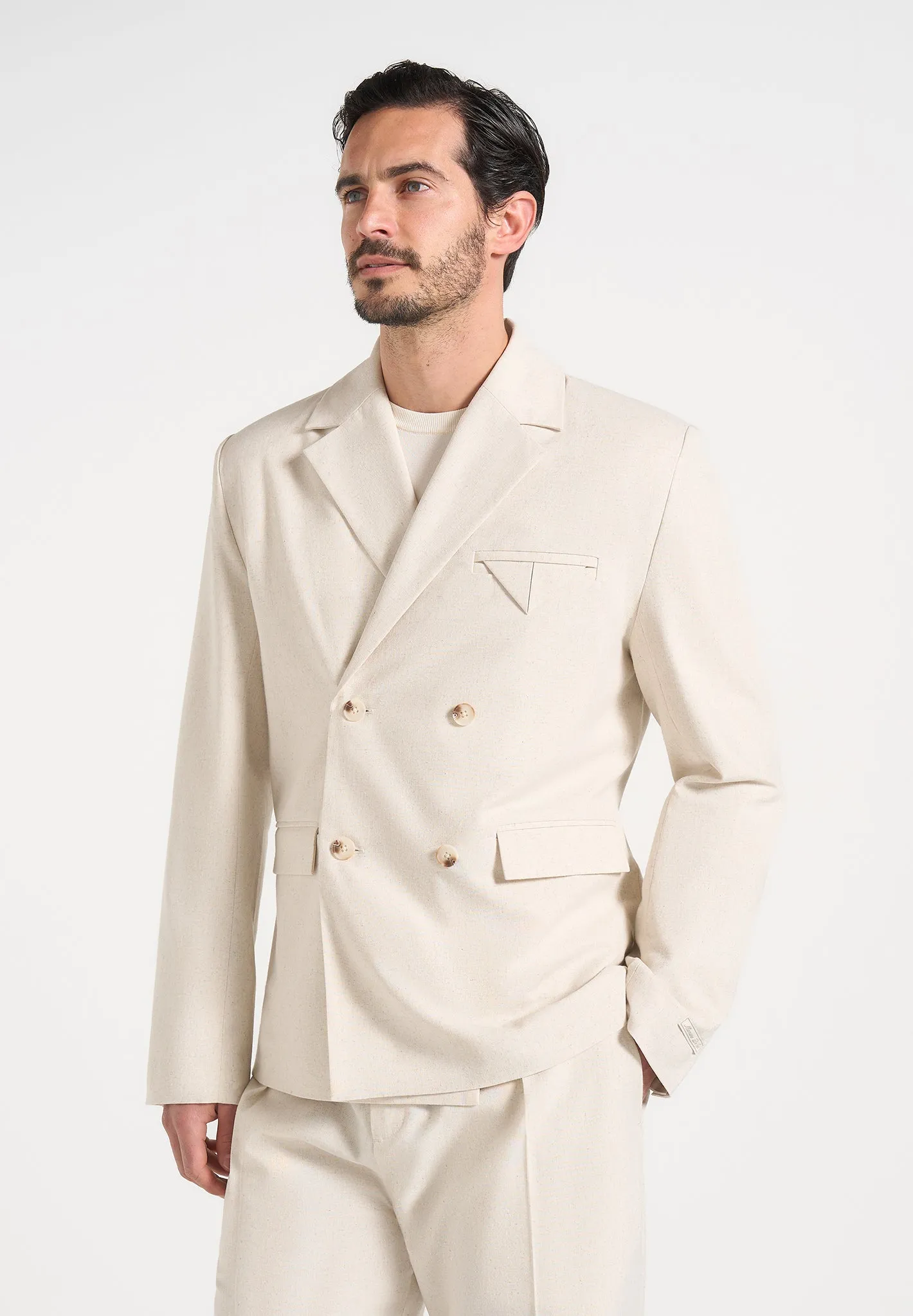 Didier - Double Breasted Linen Jacket - Natural sold by Maniere De Voir product image thumbnail 2