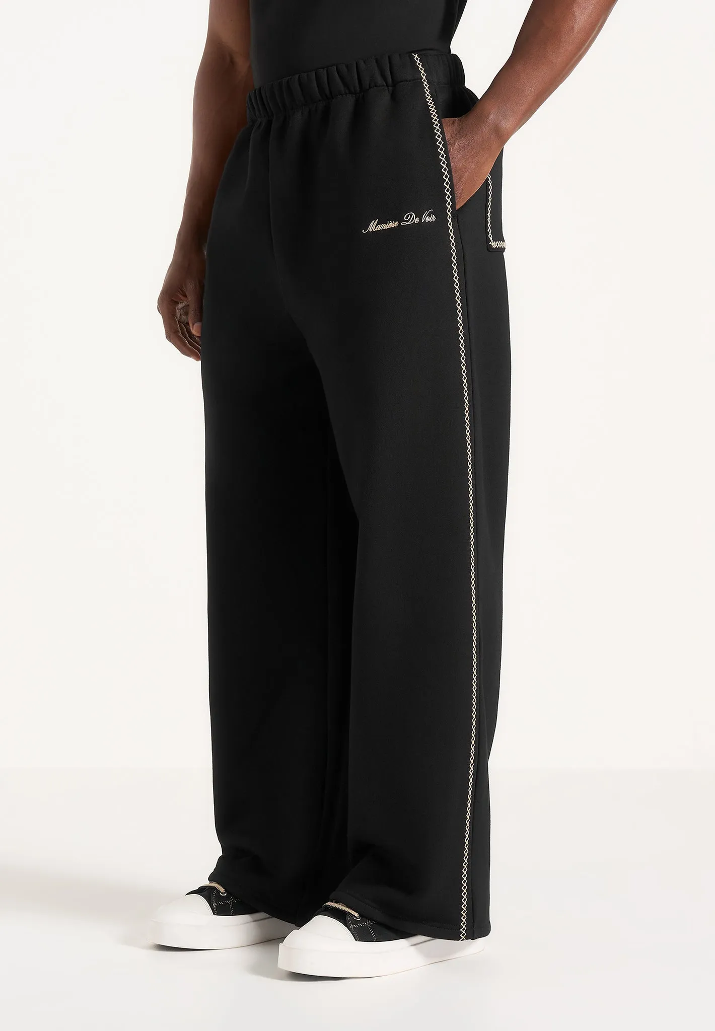 Morgan - Unisex Whipstitch Regular Joggers - Black sold by Maniere De Voir product image thumbnail 2