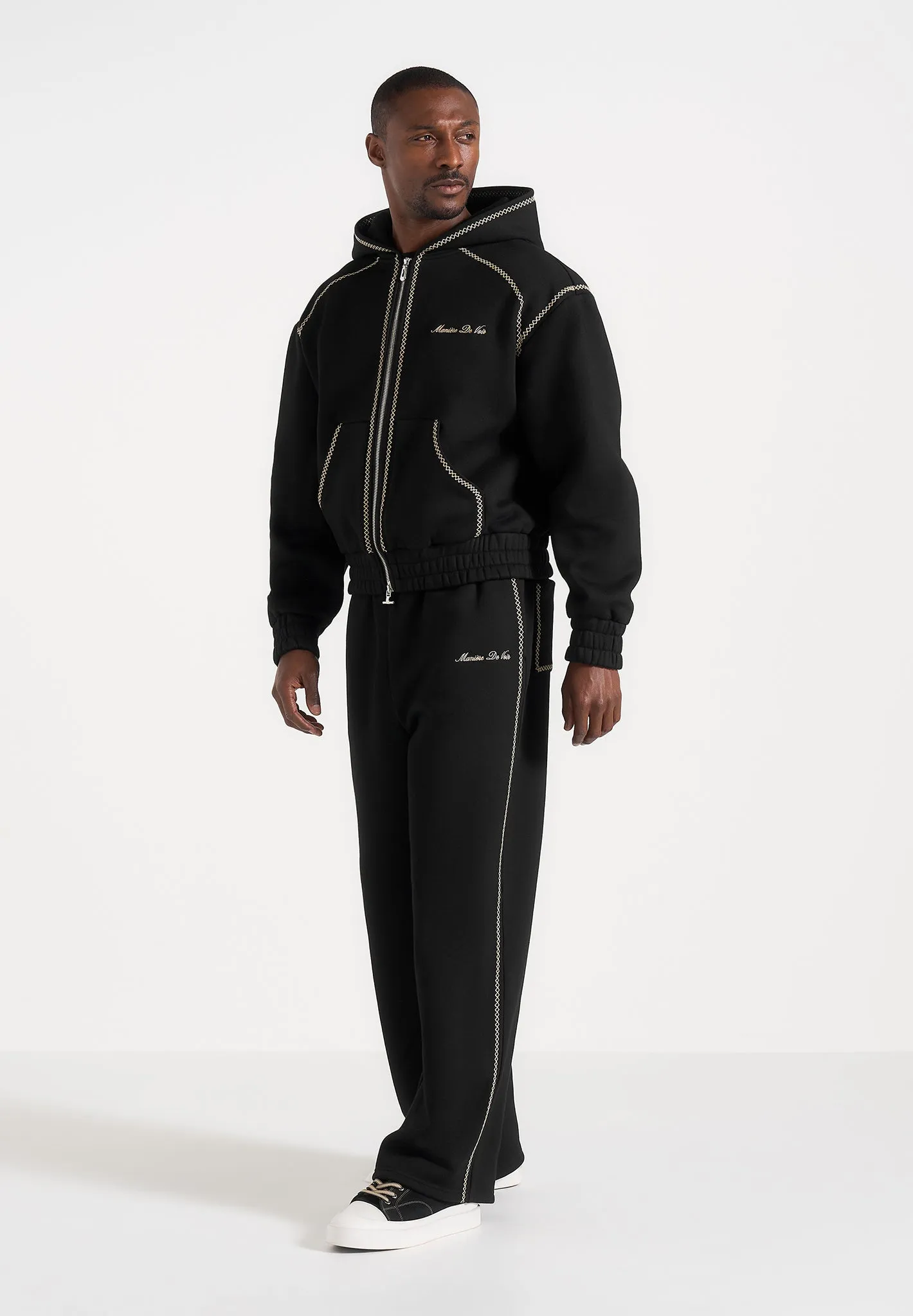 Morgan - Unisex Whipstitch Regular Joggers - Black sold by Maniere De Voir product image thumbnail 4
