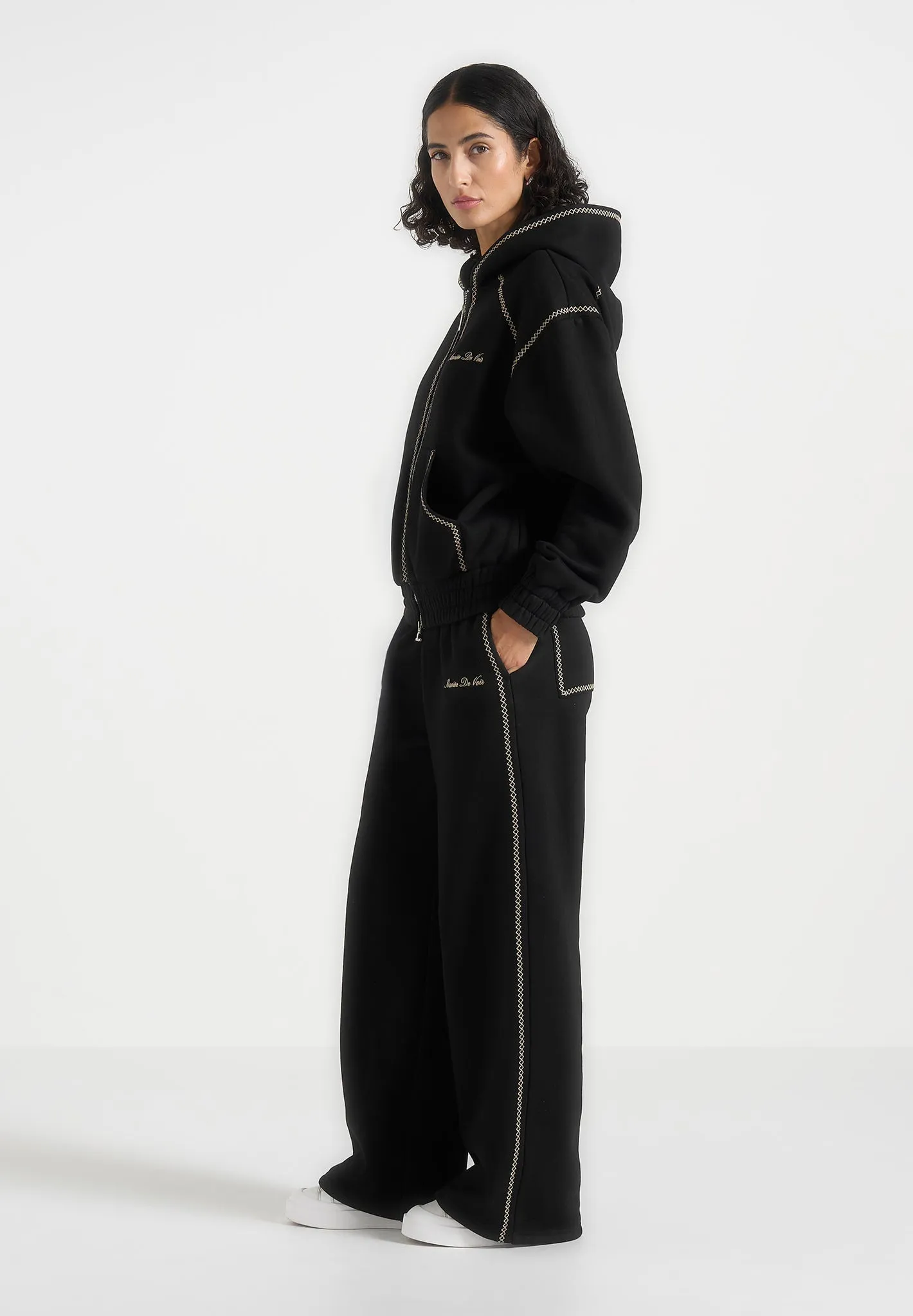 Morgan - Unisex Whipstitch Regular Joggers - Black sold by Maniere De Voir