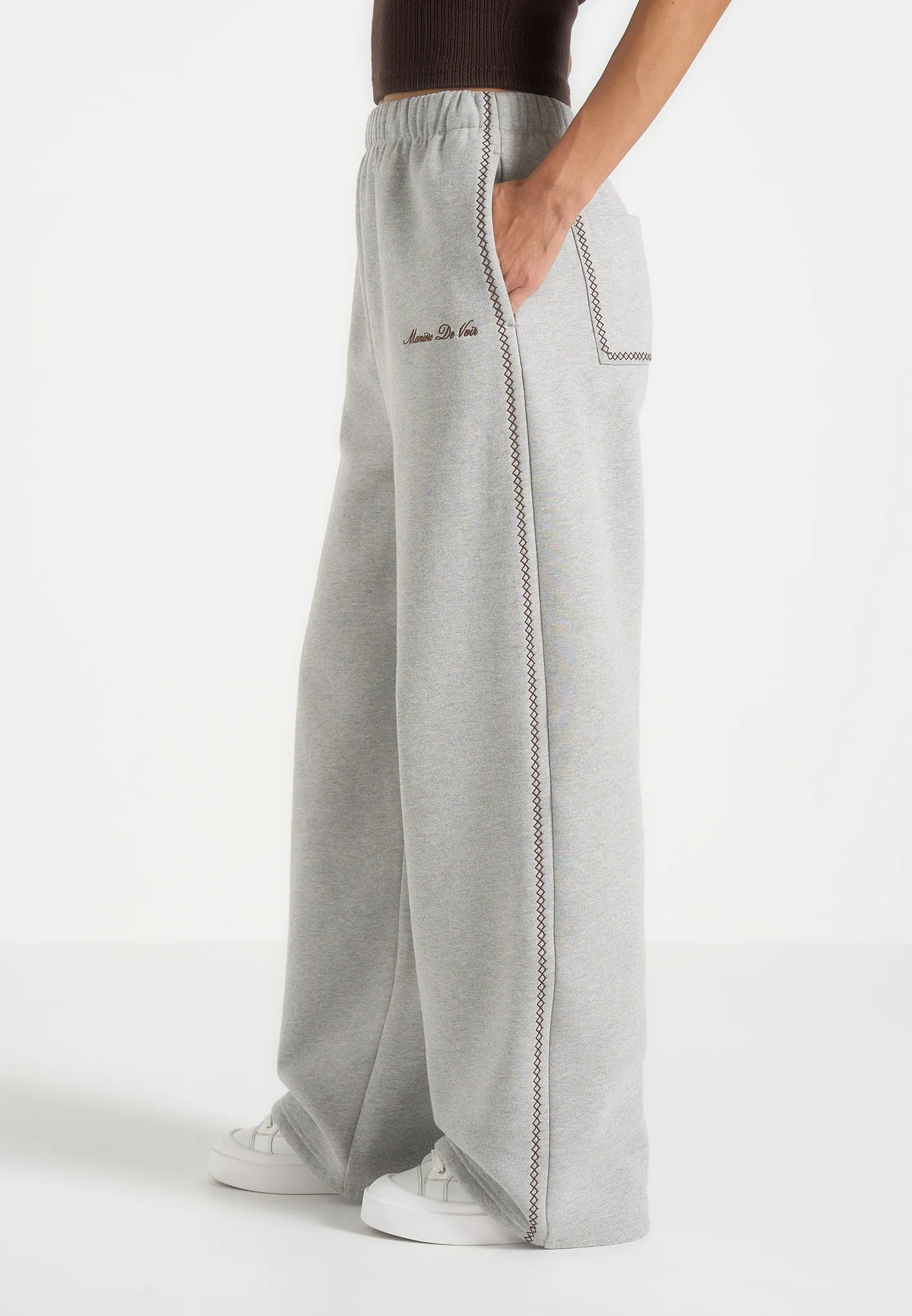 Morgan - Unisex Whipstitch Regular Joggers - Light Grey sold by Maniere De Voir product image thumbnail 3