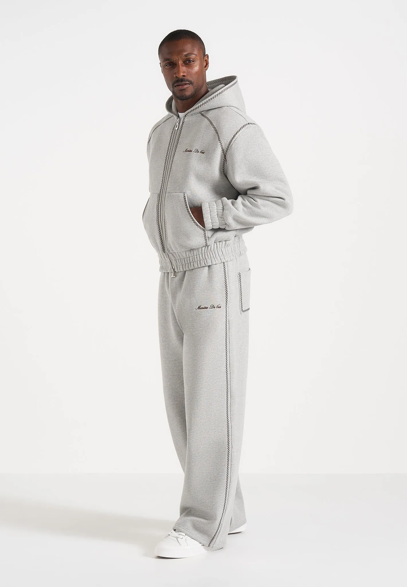 Morgan - Unisex Whipstitch Regular Joggers - Light Grey sold by Maniere De Voir product image thumbnail 4